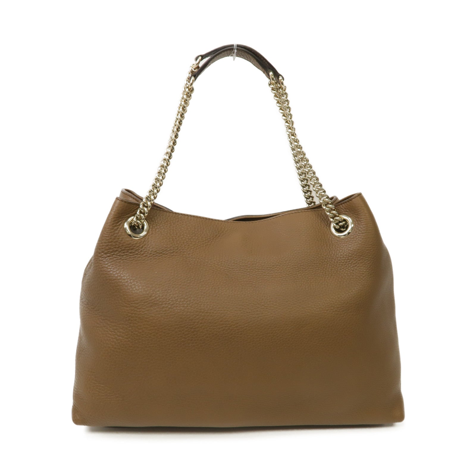 GUCCI 牛皮皮革Chain Shoulder Bag金扣鏈帶肩背袋啡色