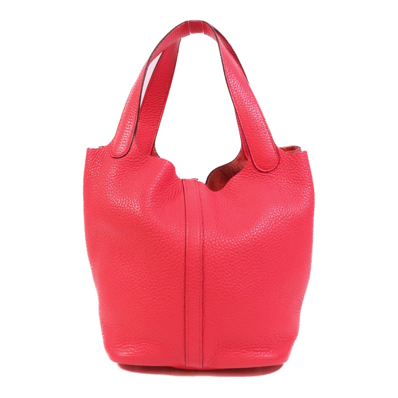 HERMES Clemence皮革Picotin MM手挽袋Rose Extreme