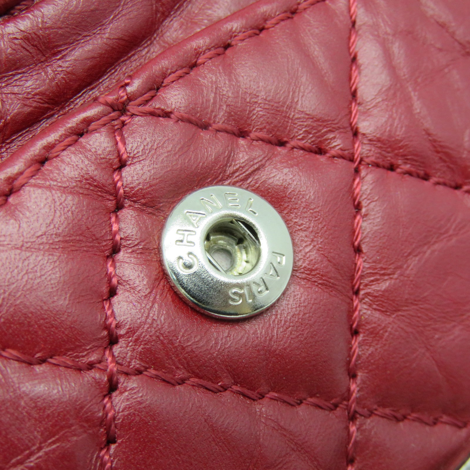 CHANEL Lingge cowhide leather 2.55 Chain Shoulder Bag silver buckle chain shoulder bag wine red