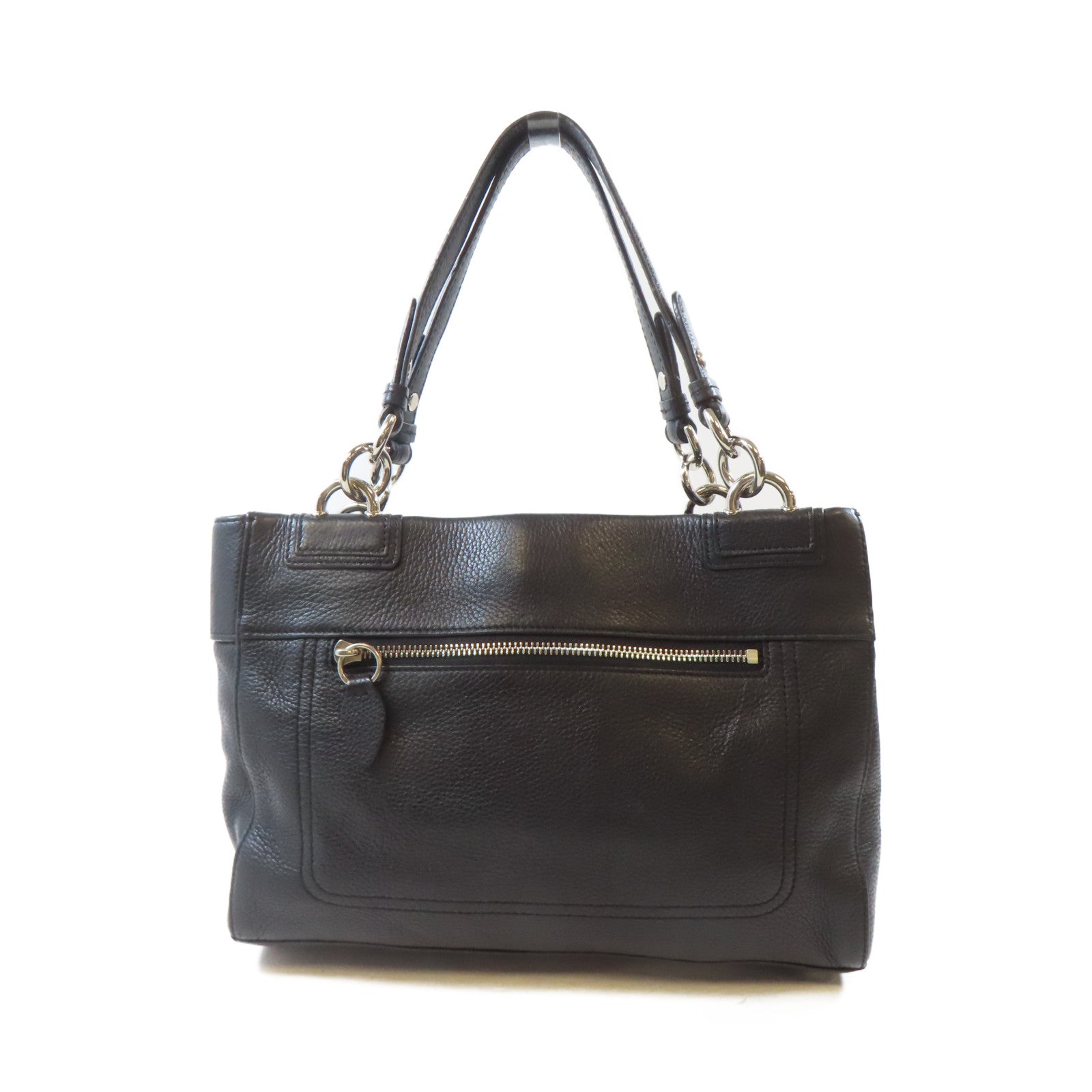 COACH 牛皮皮革Penelope Shoulder Bag銀扣肩背袋黑色