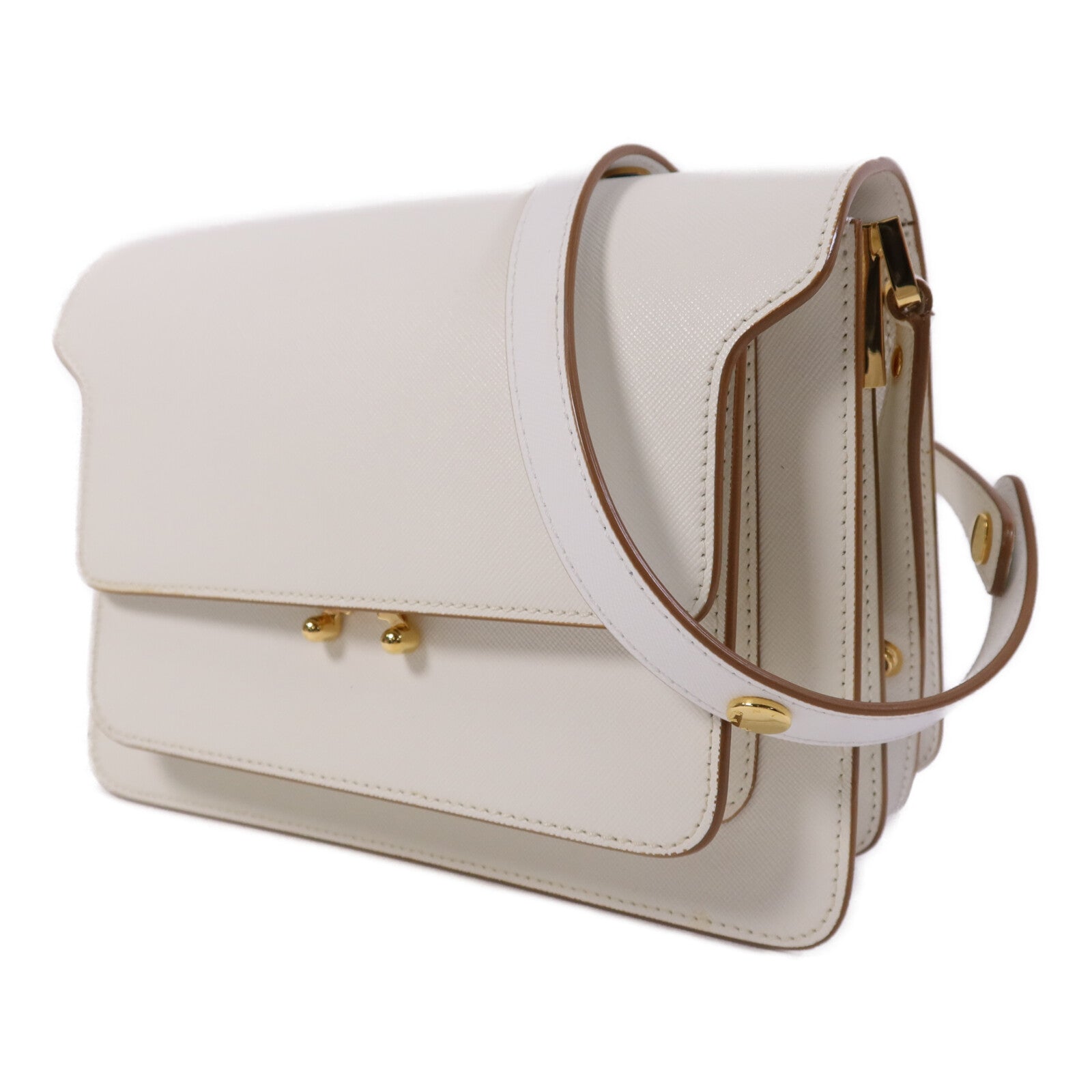 SELECTION 牛皮皮革Marni Trunk Medium Shoulder Bag金扣肩背袋
