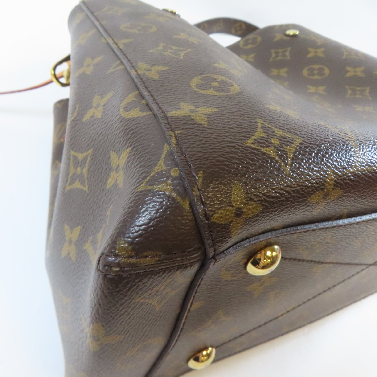 LOUIS VUITTON Monogram Montaigne MM金扣手挽肩背兩用袋啡色