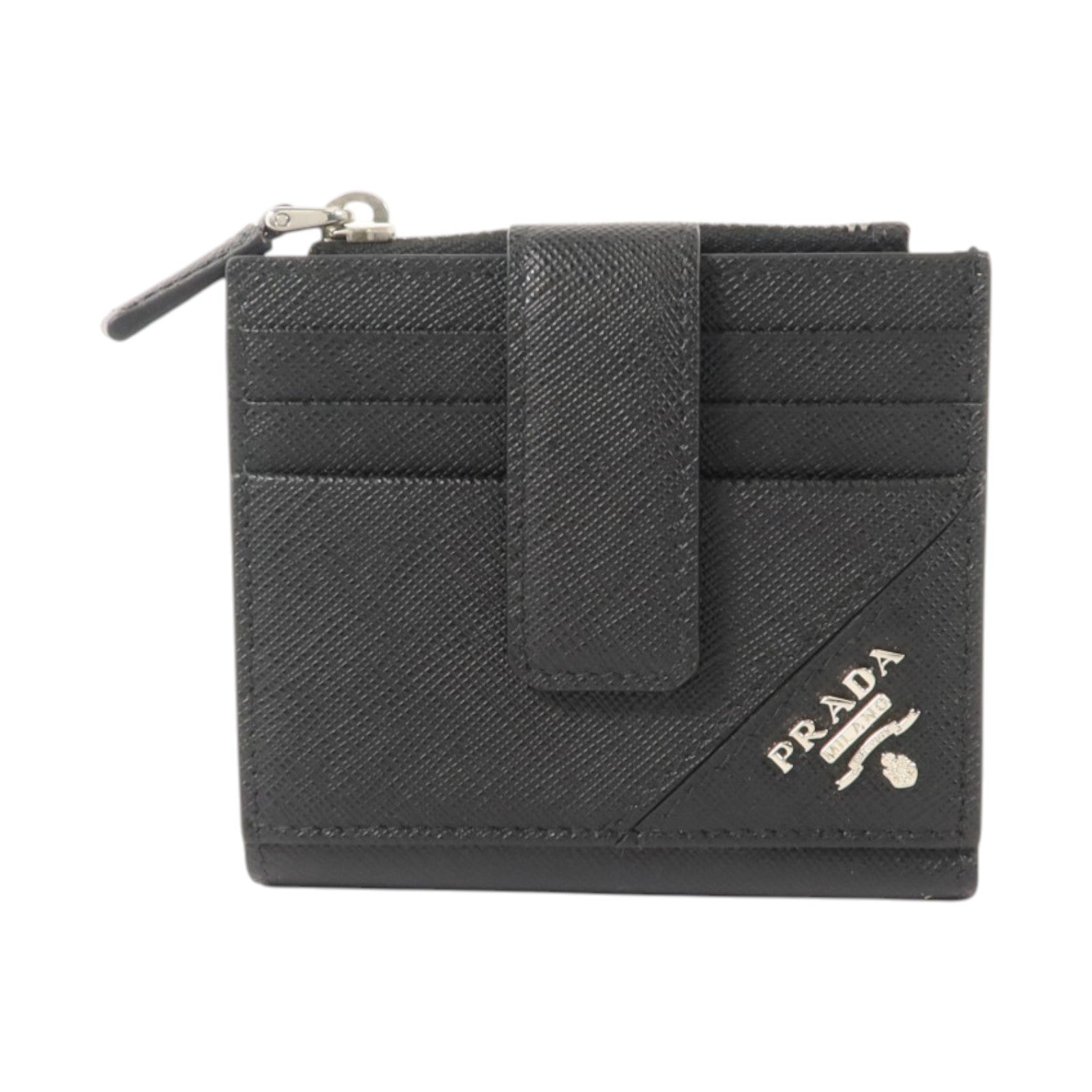 PRADA Saffiano皮革Bifold Wallet銀扣錢包