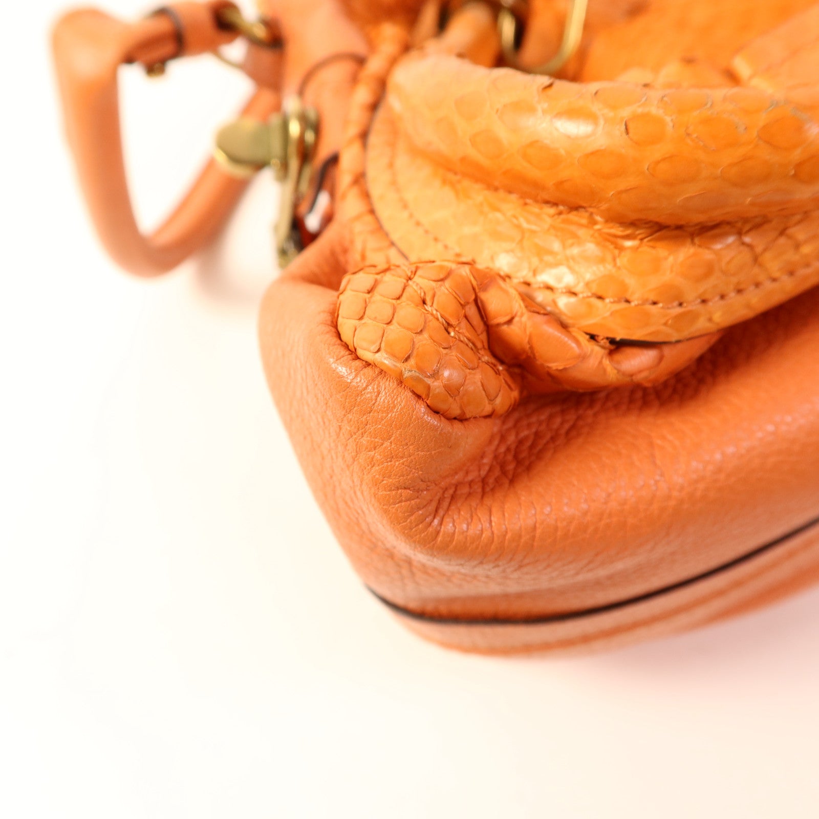 Chloe 蛇皮皮革2 Way Shoulder Bag金扣手挽肩背兩用袋