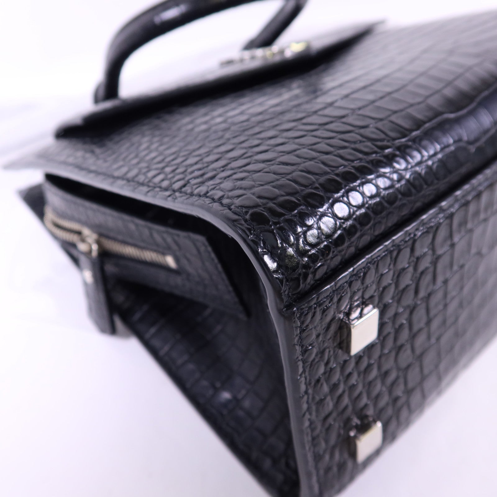 SAINT LAURENT 牛皮皮革Uptown Small Tote銀扣手挽肩背兩用袋