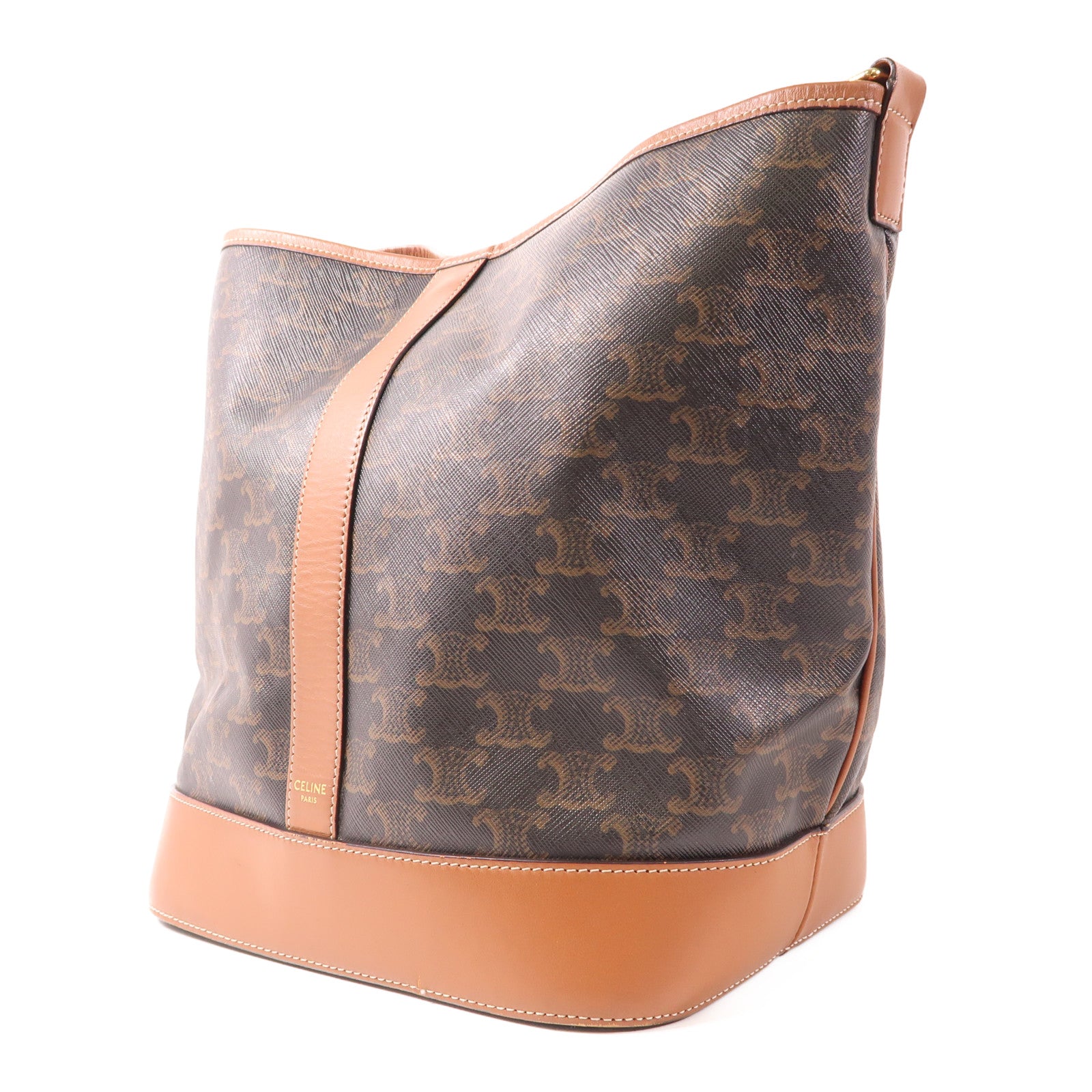 CELINE 塗層帆布Triomphe Bucket Medium金扣肩背袋