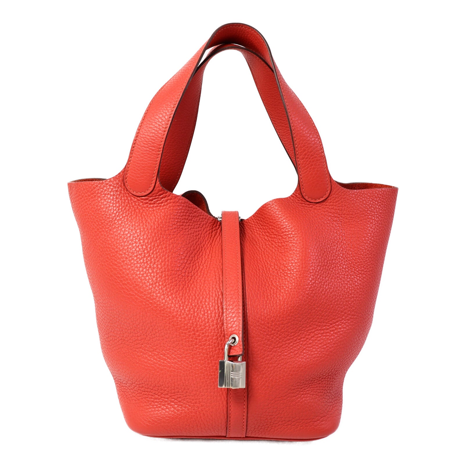 HERMES Clemence皮革Picotin MM手挽袋Rouge Pivoine