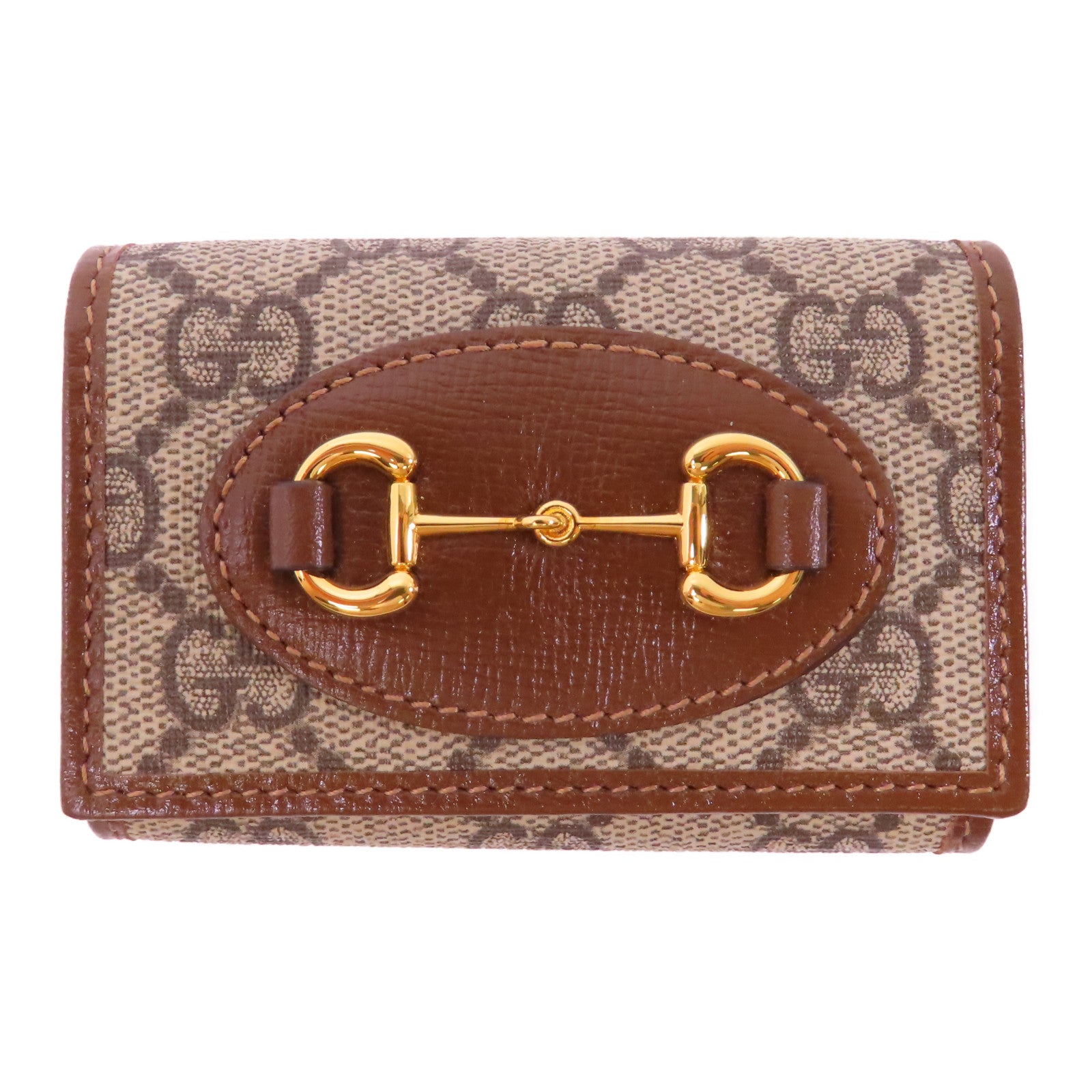 GUCCI 塗層帆布Key Holder金扣鎖匙包啡色