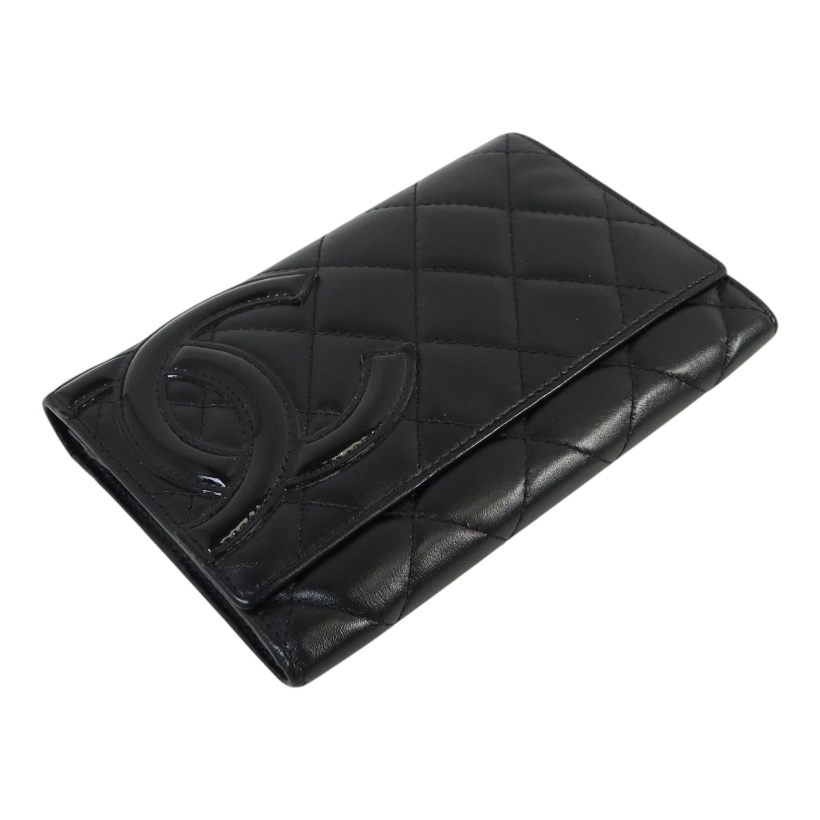 CHANEL 牛皮皮革Cambon Compact Wallet銀扣錢包