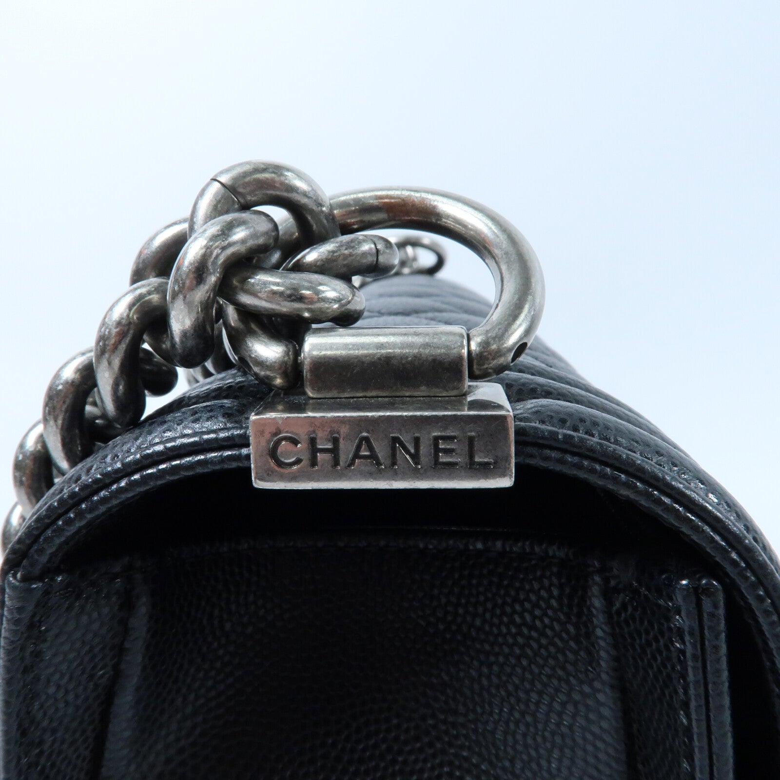 CHANEL 牛皮皮革Boy 25鏈帶肩背袋