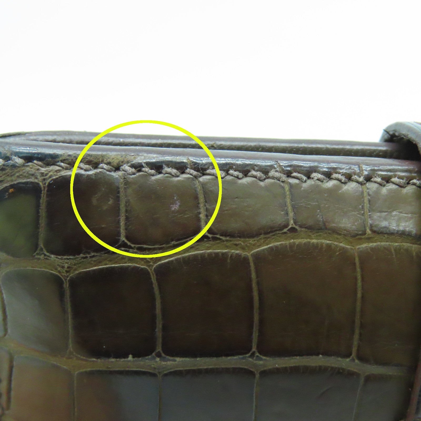 HERMES 鳄鱼皮革Bearn W Snap金扣钱包巧克力色