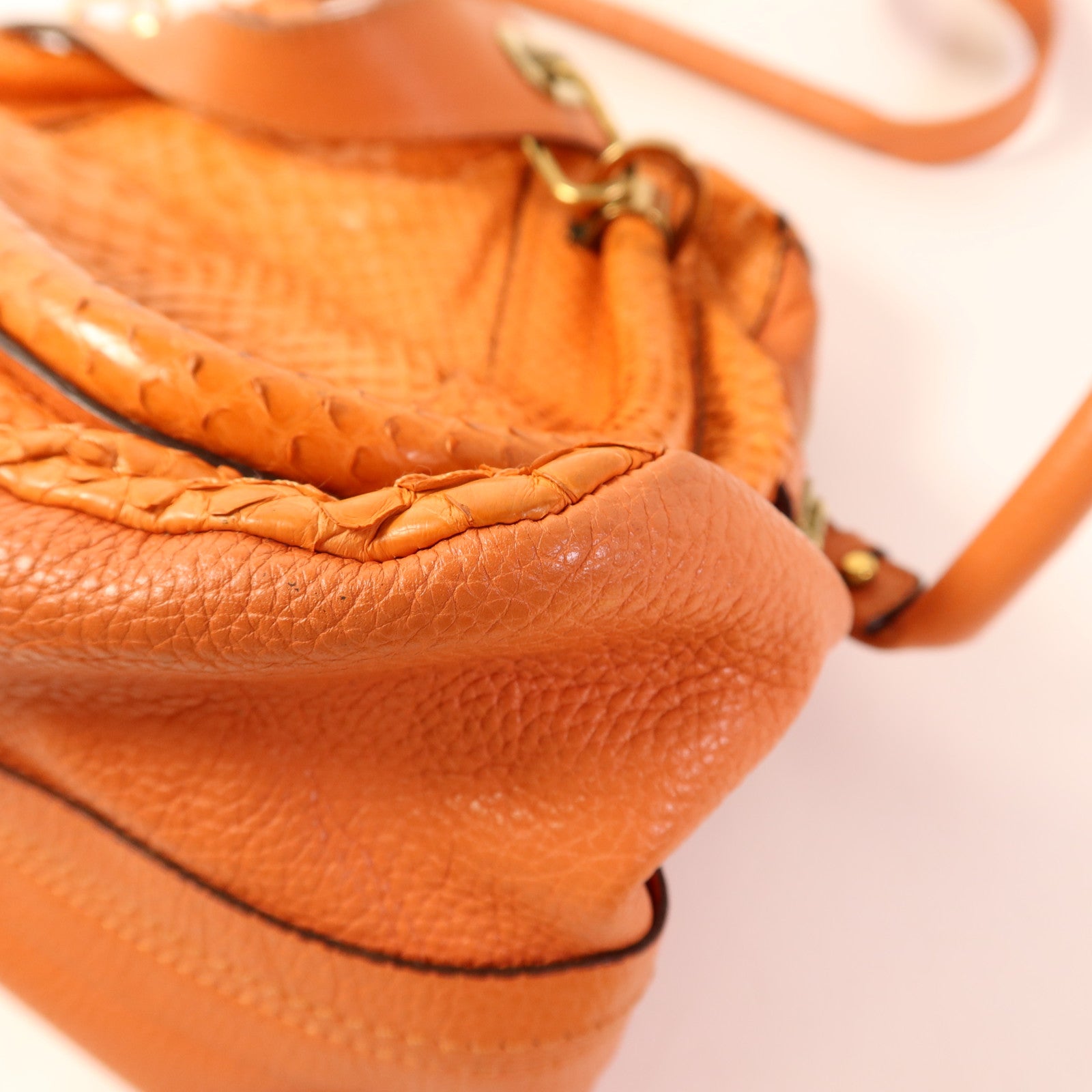 Chloe 蛇皮皮革2 Way Shoulder Bag金扣手挽肩背兩用袋