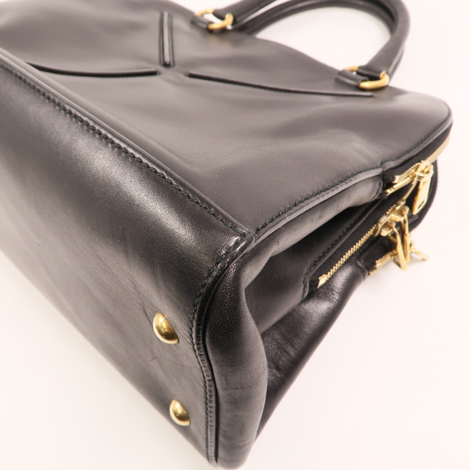 SAINT LAURENT 羊皮皮革Rive Gauche 32金扣手挽袋