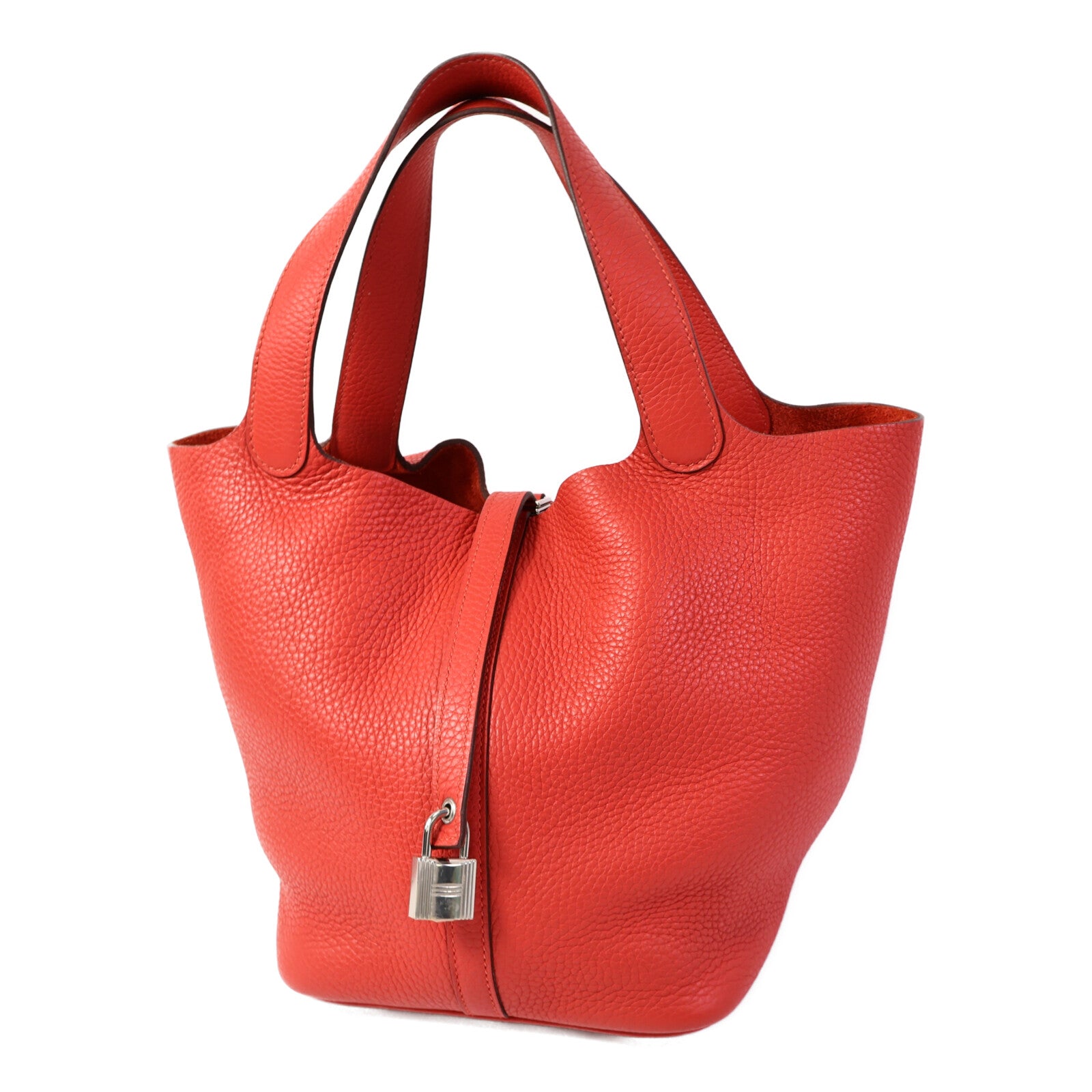 HERMES Clemence皮革Picotin MM手挽袋Rouge Pivoine