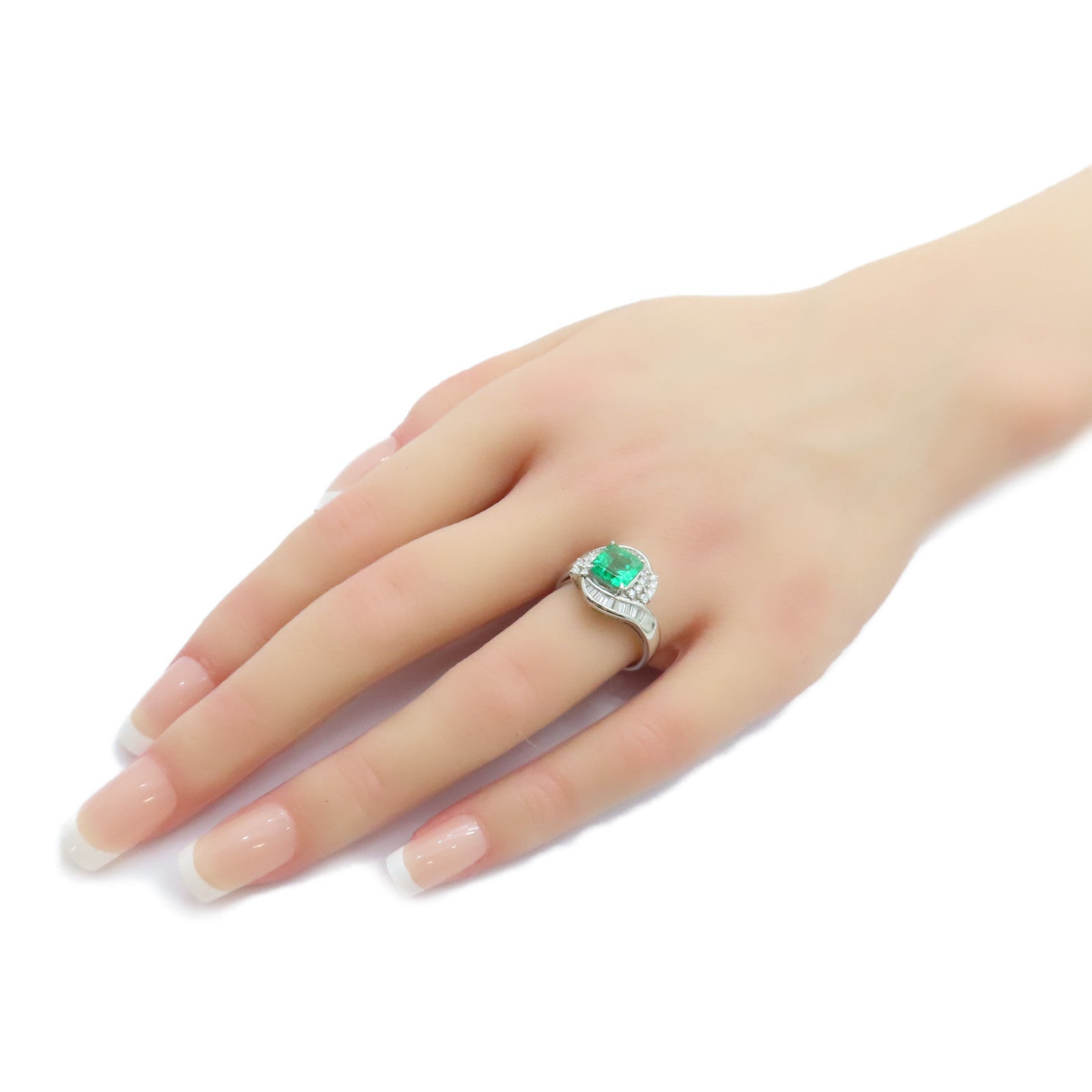 JEWELRY 【激減優惠】PT900鉑金Emerald Diamond Ring 1.62ct綠寶石/0.63ct鑽石戒指US#7.25