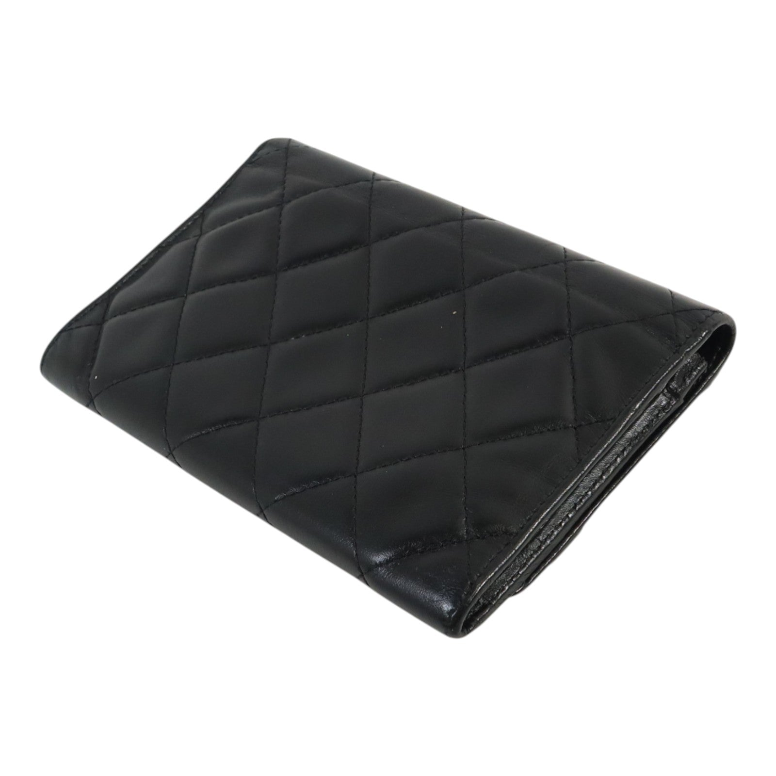 CHANEL 牛皮皮革Cambon Compact Wallet銀扣錢包