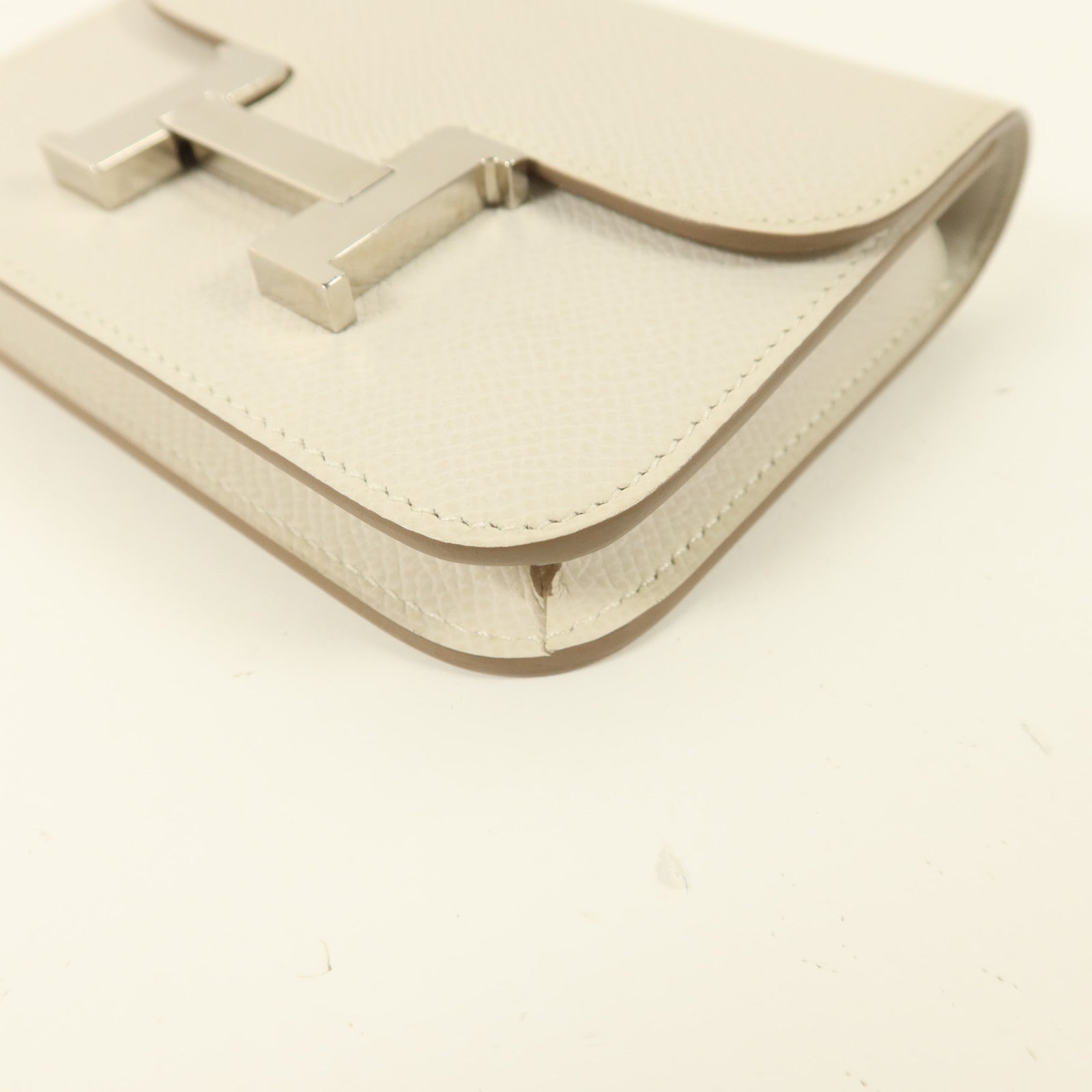HERMES Epsom皮革Constance Slim錢包Blanc