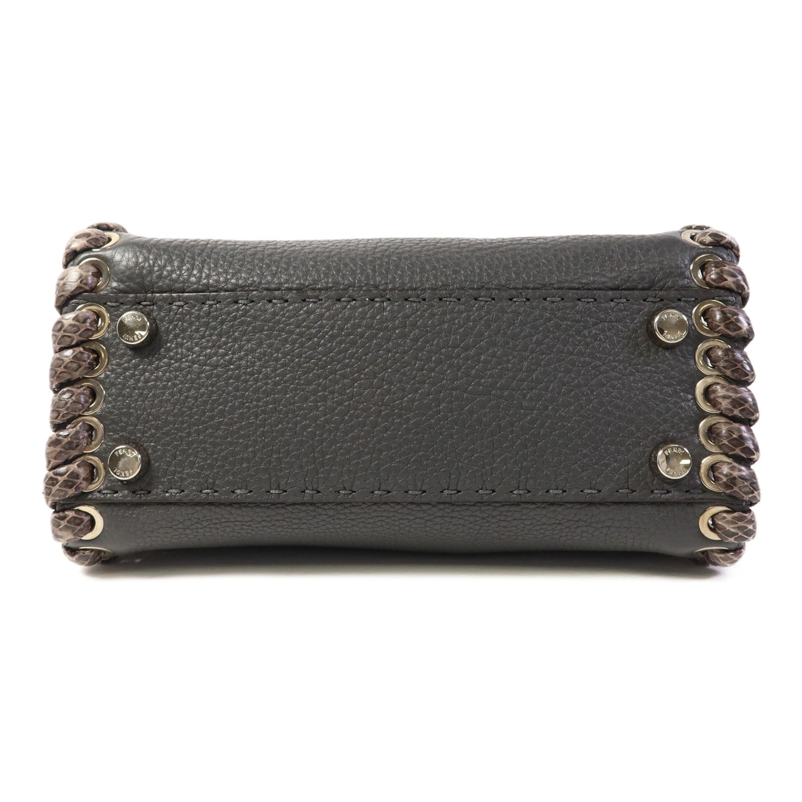 FENDI 蛇皮皮革/牛皮皮革Mini Peekaboo銀扣手挽肩背兩用袋