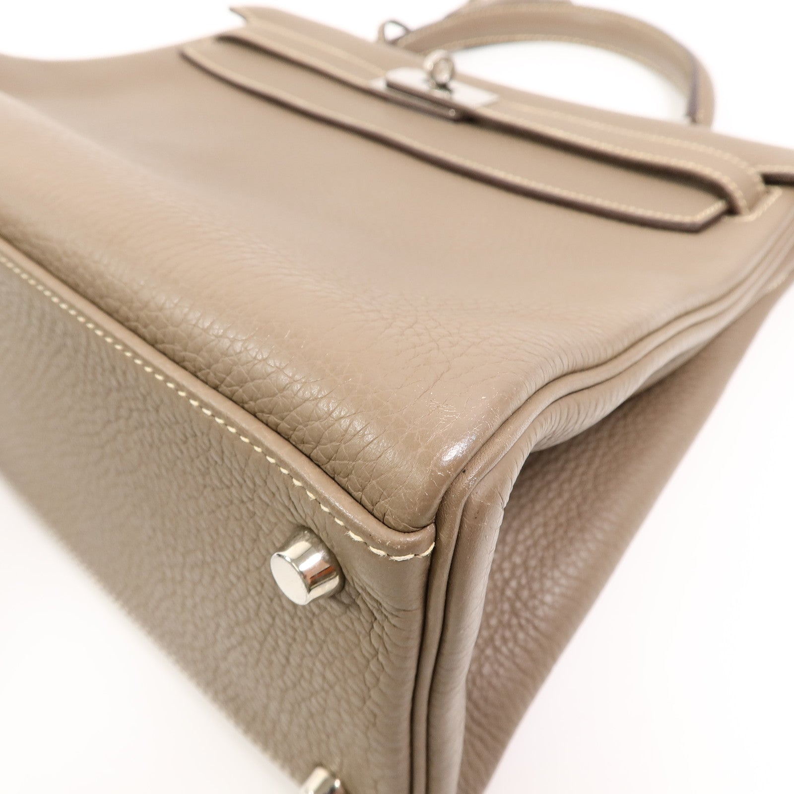 HERMES Clemence皮革Kelly 32手挽肩背兩用袋Etoupe