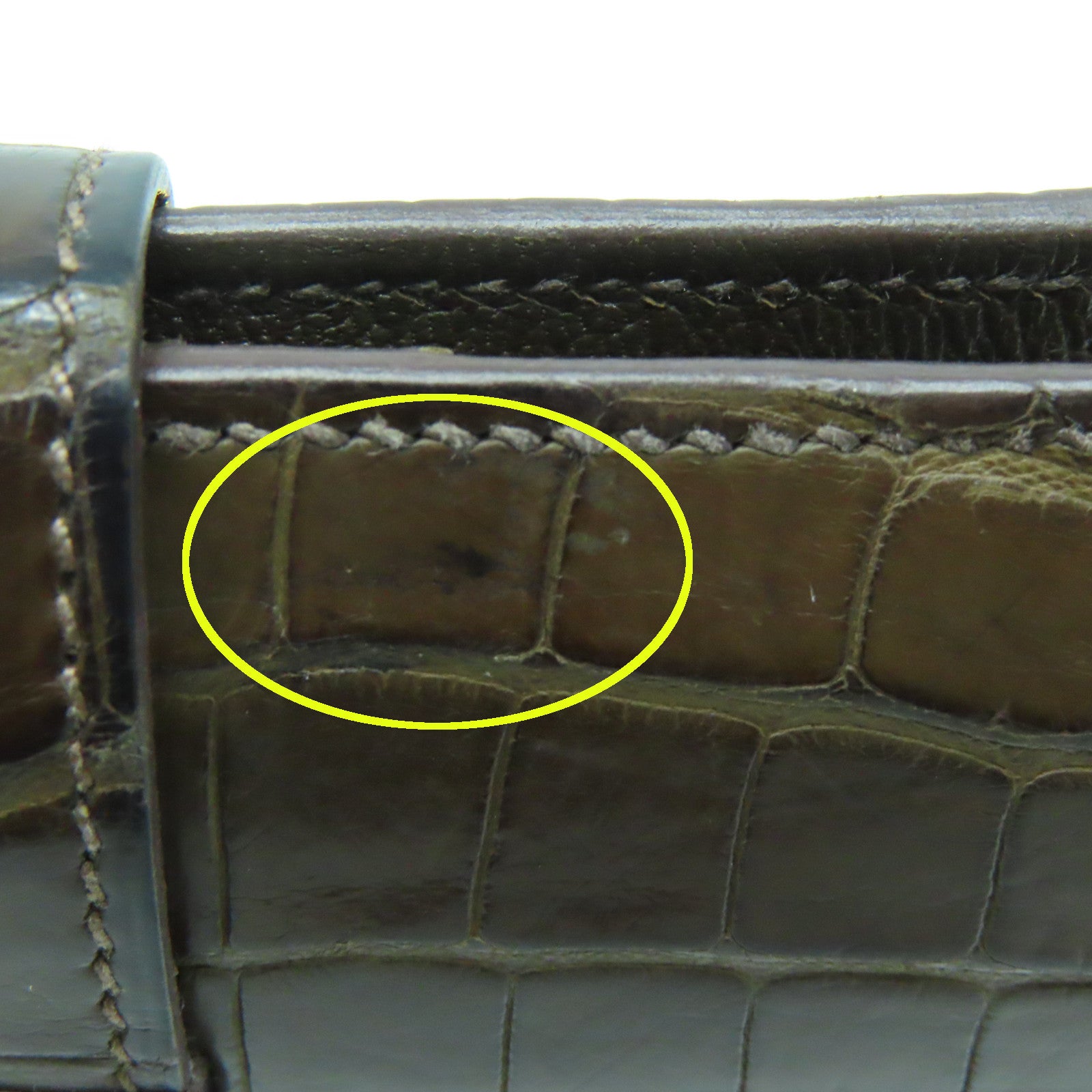 HERMES 鳄鱼皮革Bearn W Snap金扣钱包巧克力色