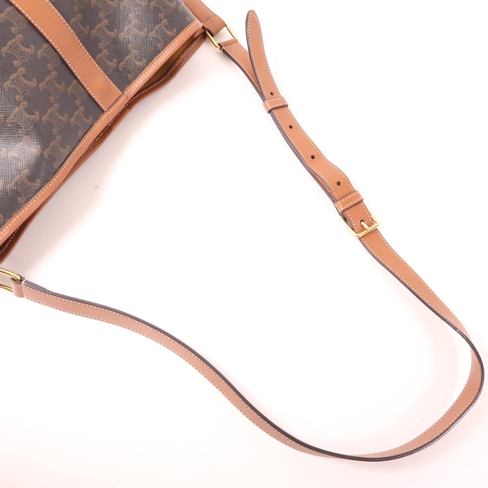 CELINE 塗層帆布Triomphe Bucket Medium金扣肩背袋