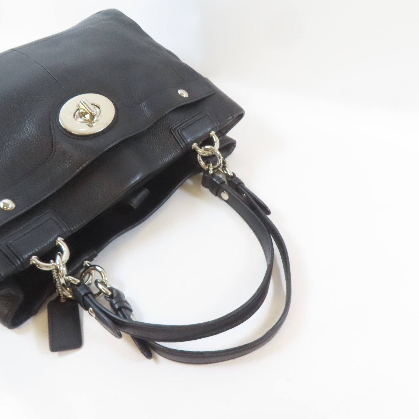 COACH 牛皮皮革Penelope Shoulder Bag銀扣肩背袋黑色