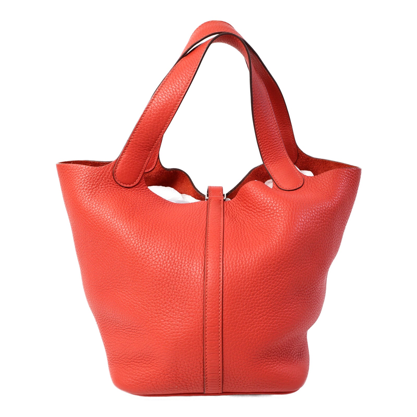 HERMES Clemence皮革Picotin MM手挽袋Rouge Pivoine