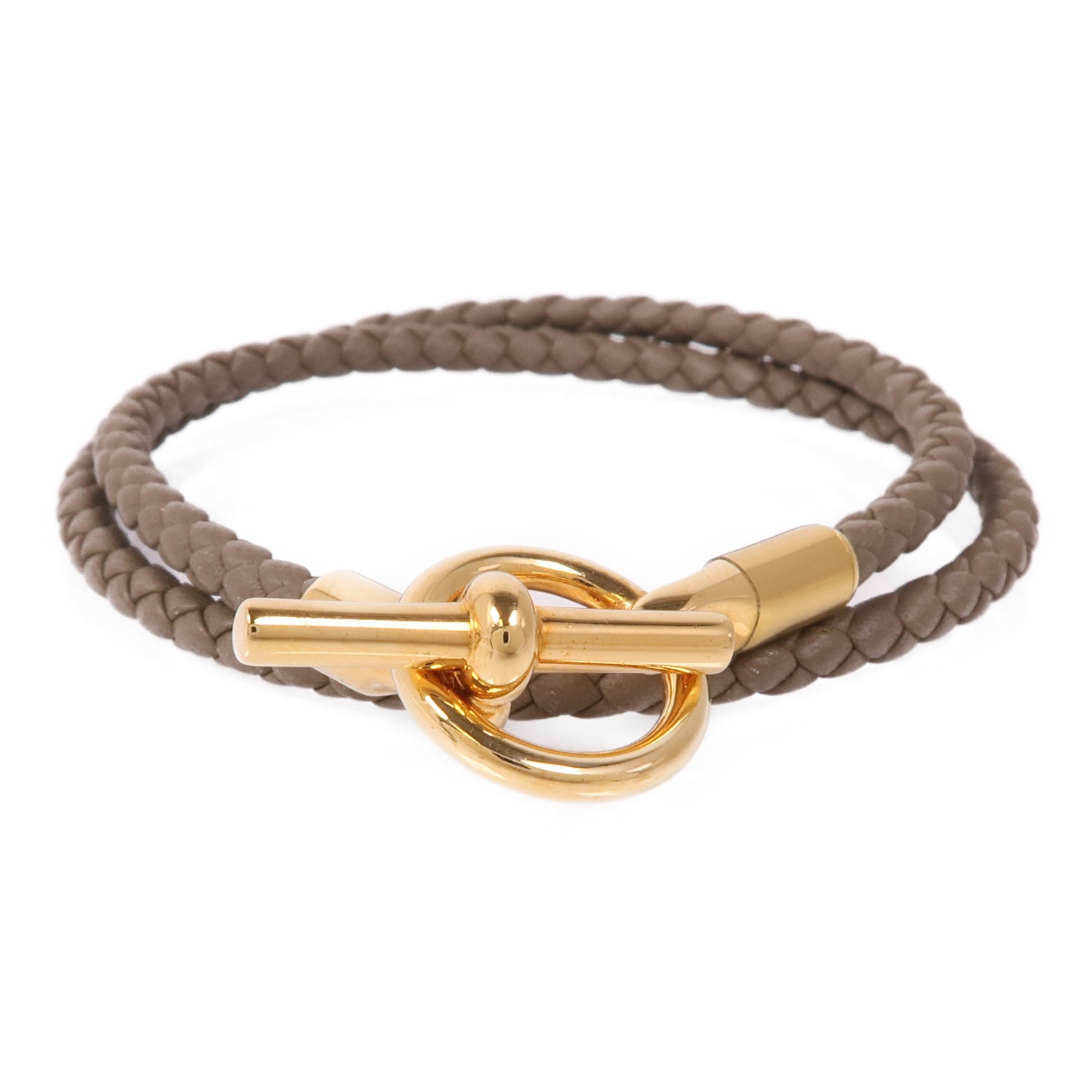 HERMES Swift皮革Glenan Double Tour金扣手鐲Etoupe
