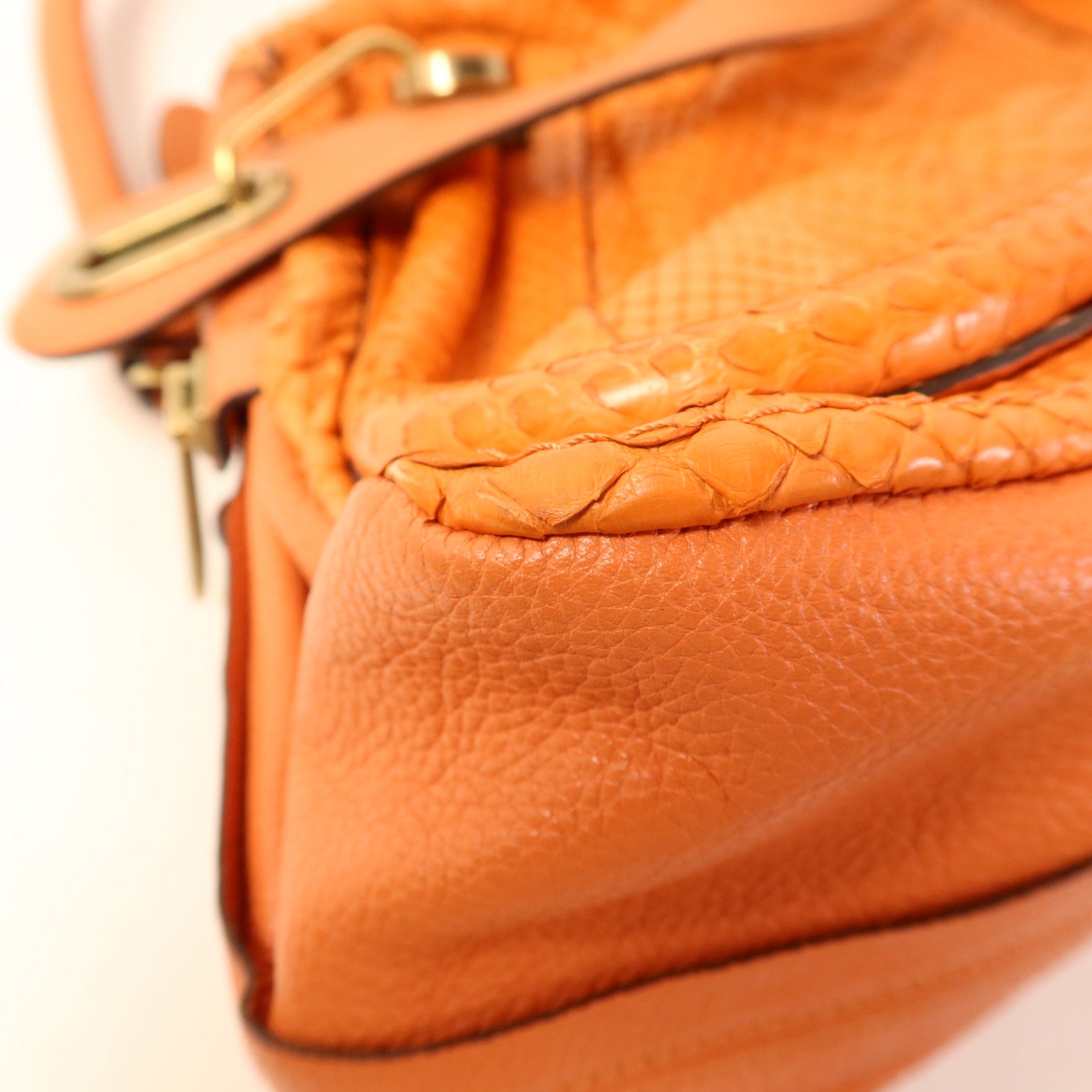 Chloe 蛇皮皮革2 Way Shoulder Bag金扣手挽肩背兩用袋