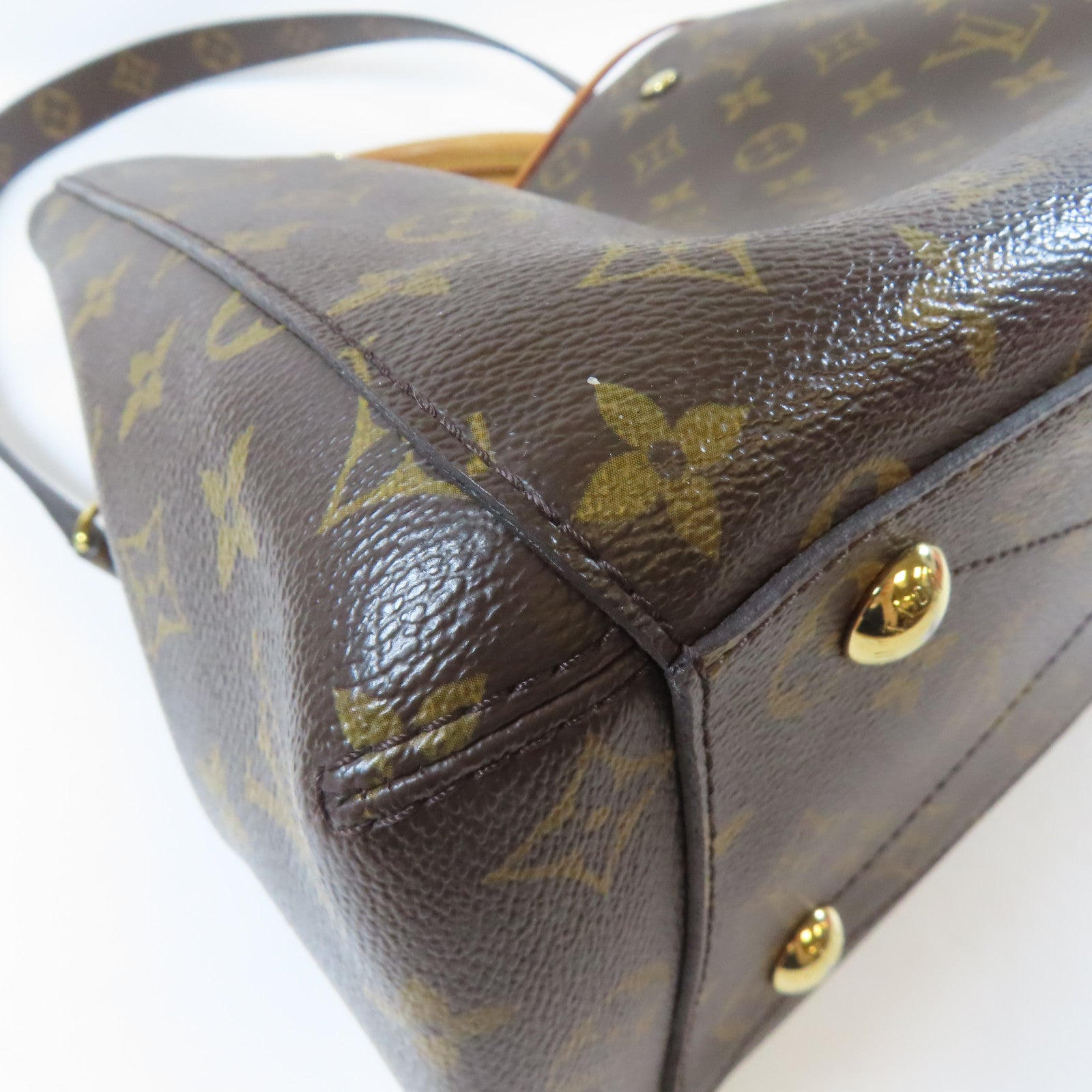 LOUIS VUITTON Monogram Montaigne MM金扣手挽肩背兩用袋啡色