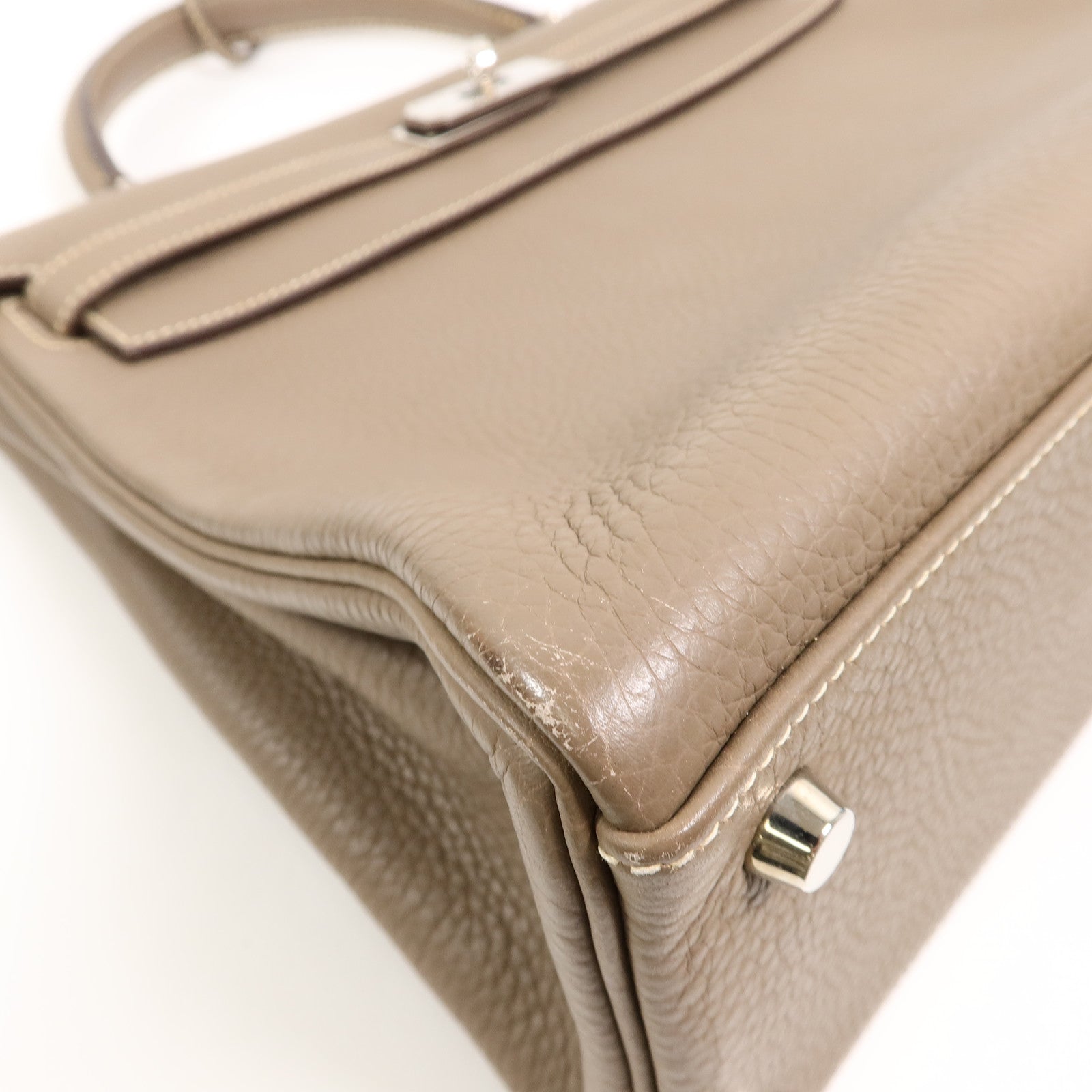 HERMES Clemence皮革Kelly 32手挽肩背兩用袋Etoupe