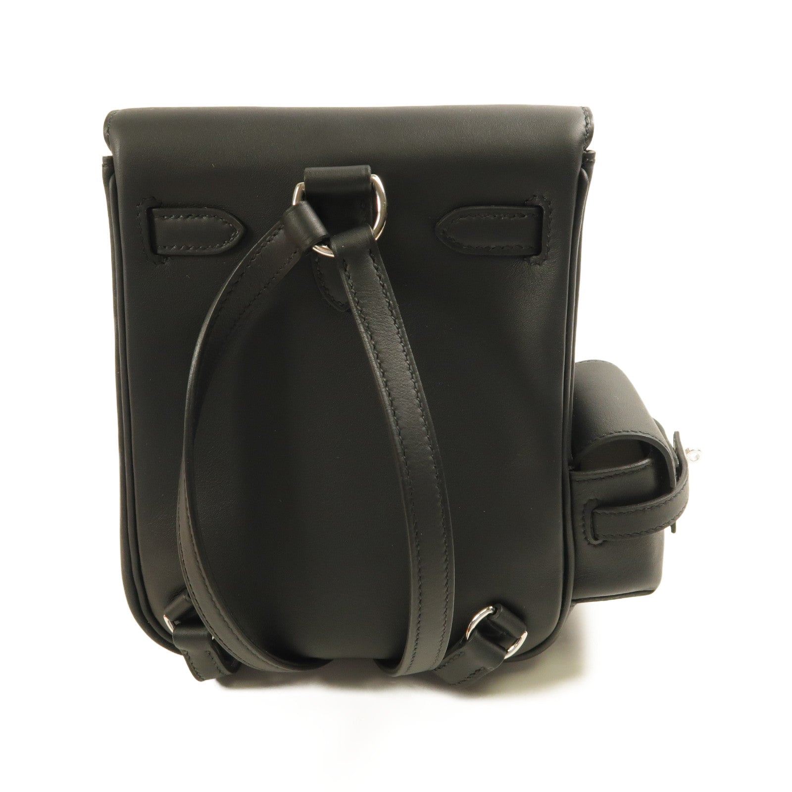 HERMES Swift皮革Kelly Jump銀扣背包Noir