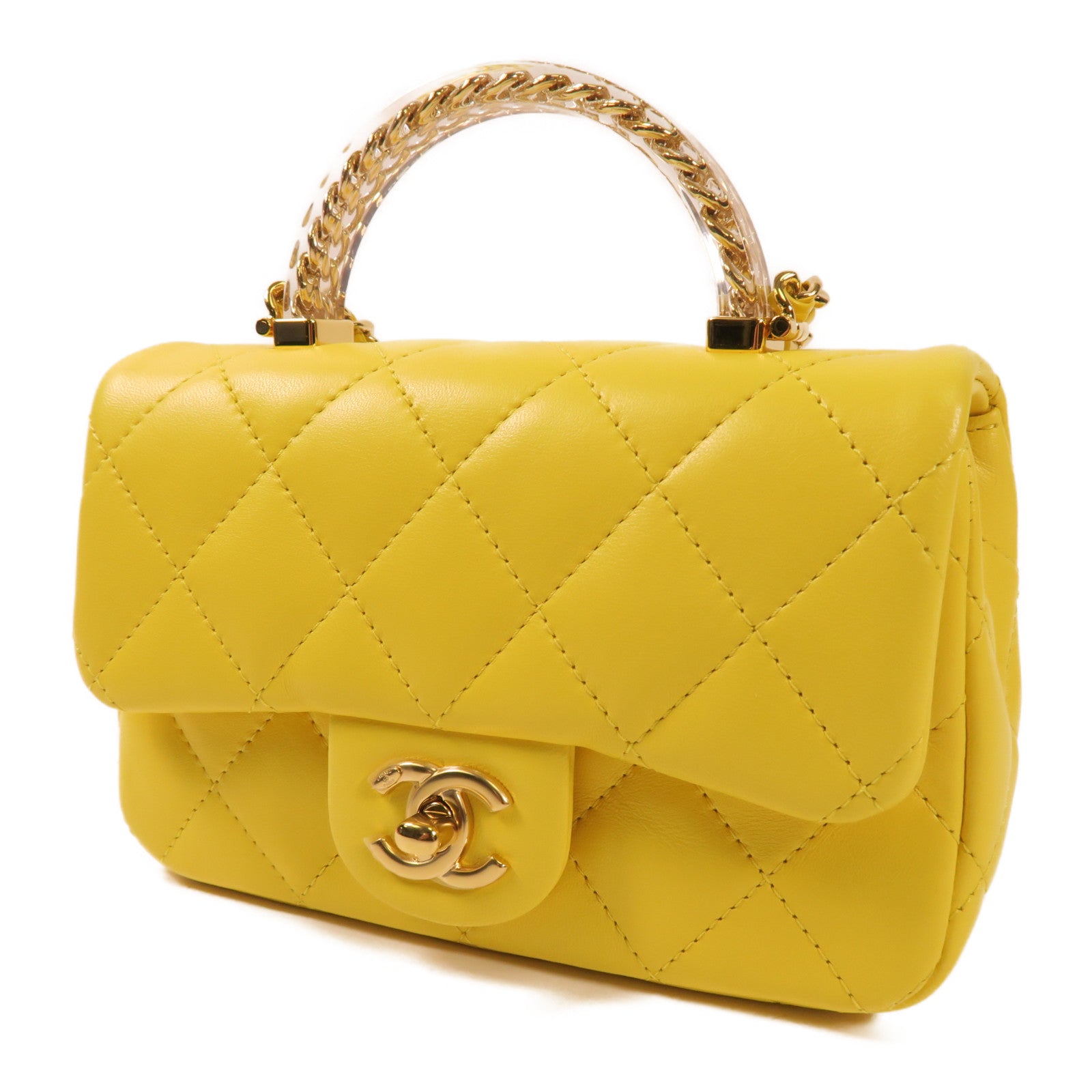 CHANEL 【激減優惠】羊皮皮革Flap Bag With Handle手挽肩背兩用袋