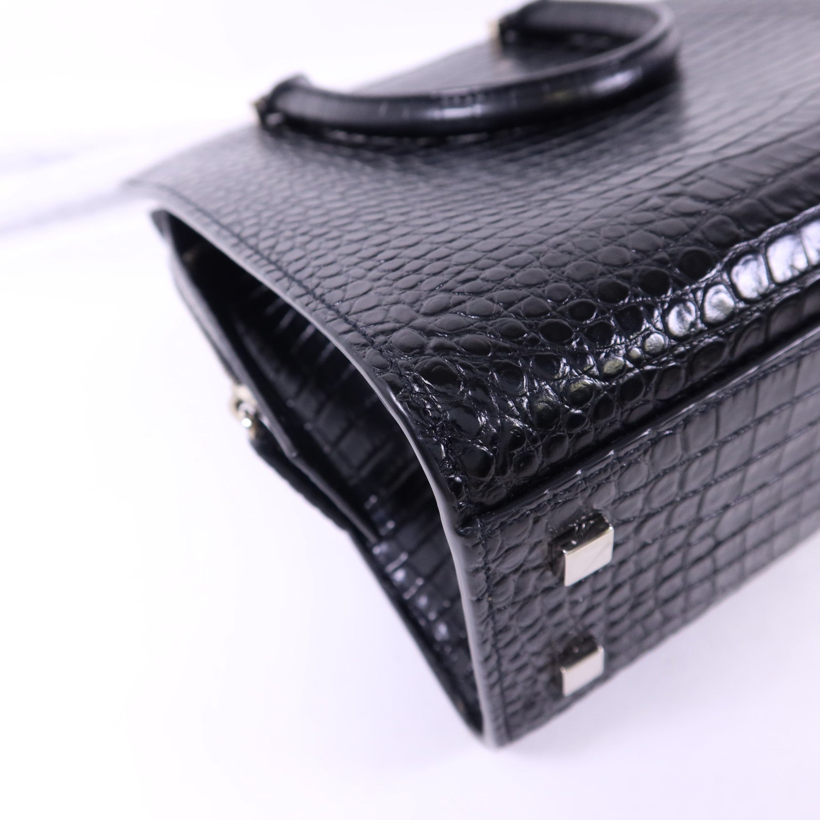 SAINT LAURENT 牛皮皮革Uptown Small Tote銀扣手挽肩背兩用袋