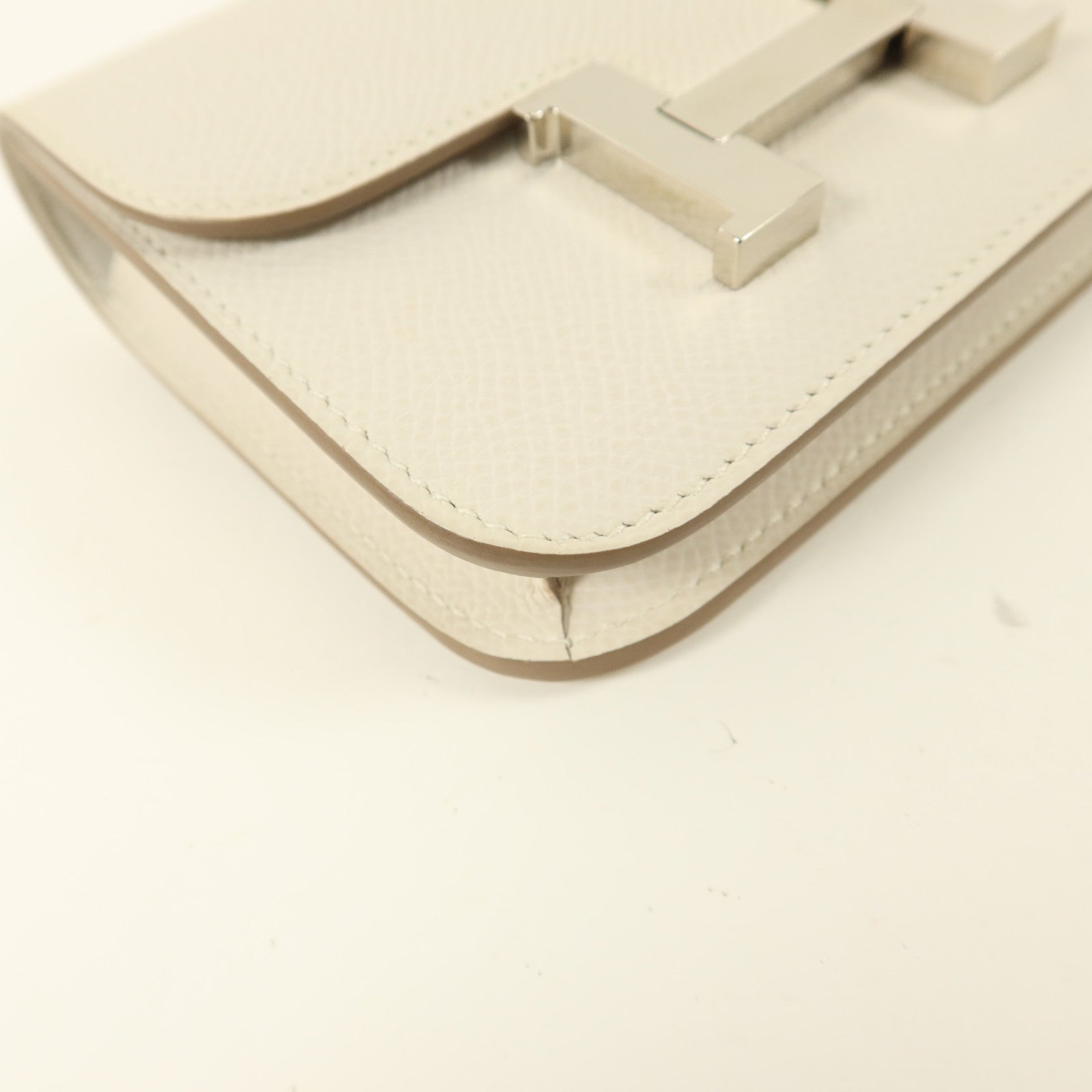 HERMES Epsom皮革Constance Slim錢包Blanc