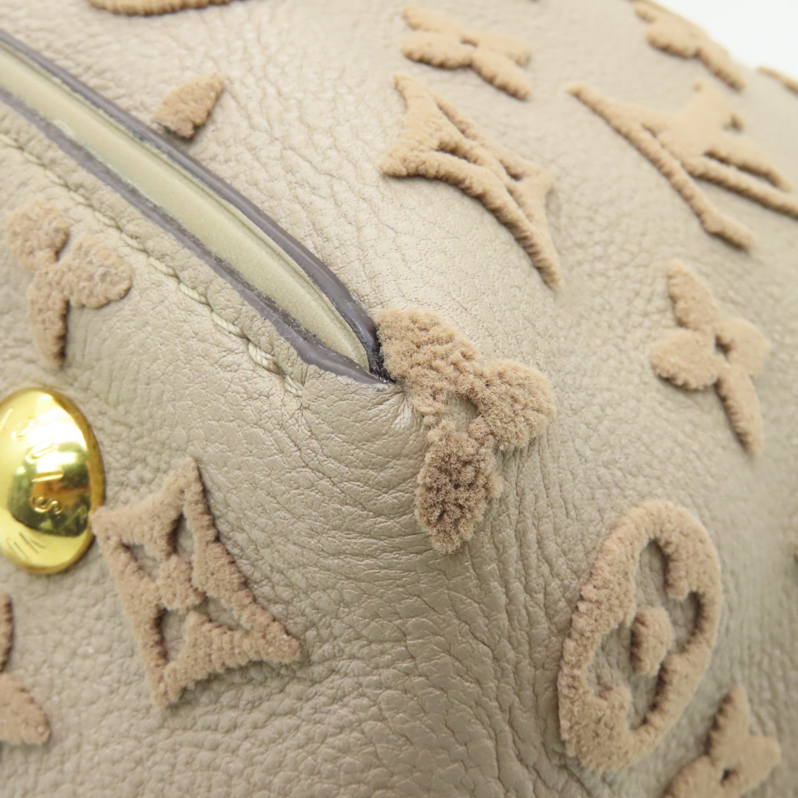LOUIS VUITTON 【激減優惠】皮革Tote W PM金扣手挽袋米色