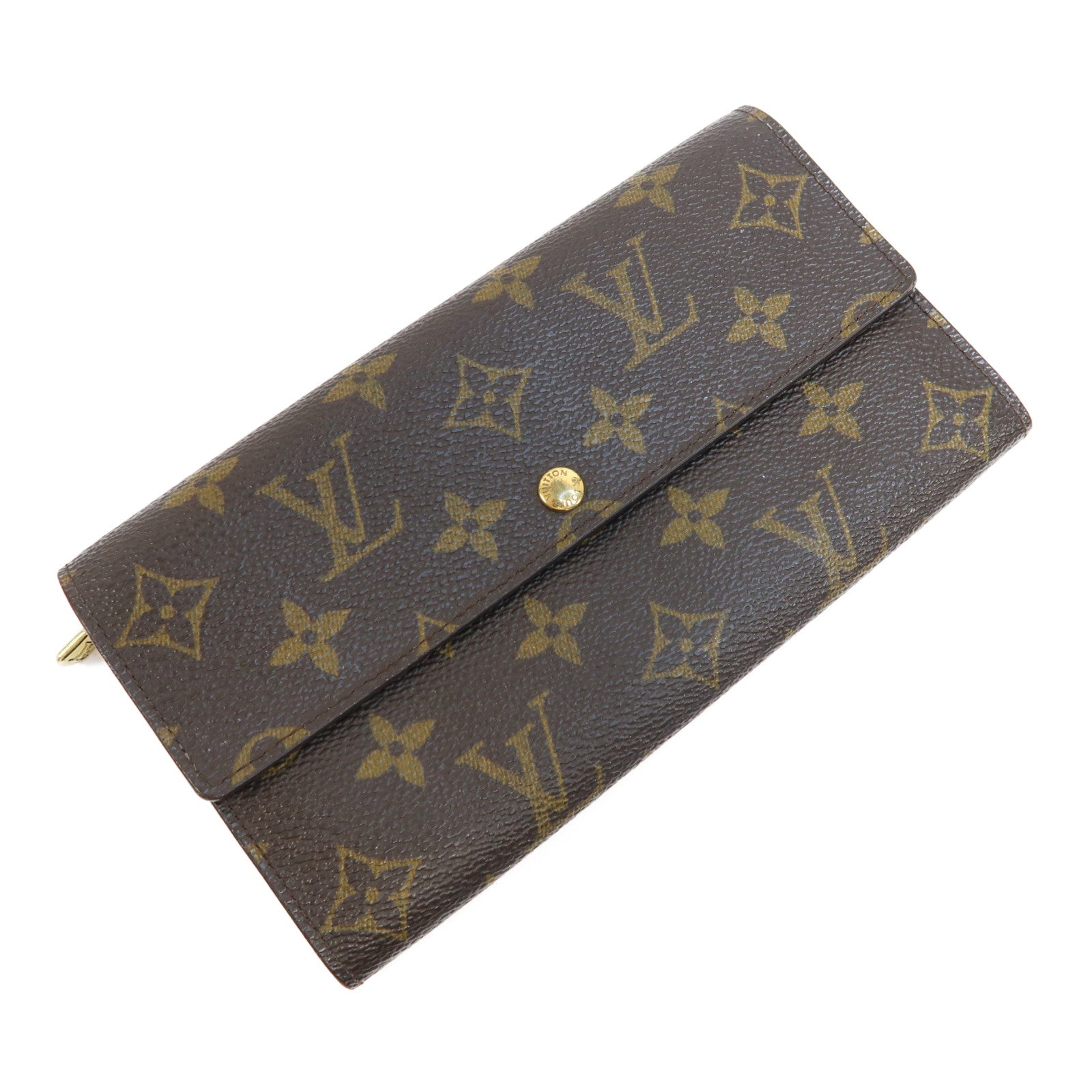LOUIS VUITTON Monogram Portefeuille Sarah Wallet金扣長錢包啡色
