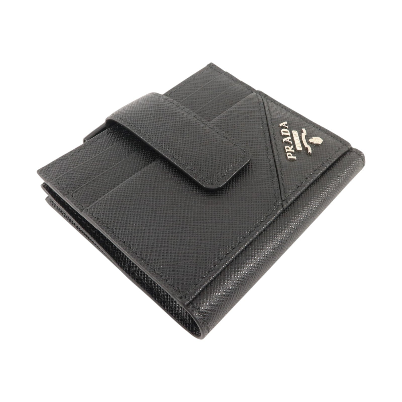 PRADA Saffiano皮革Bifold Wallet銀扣錢包