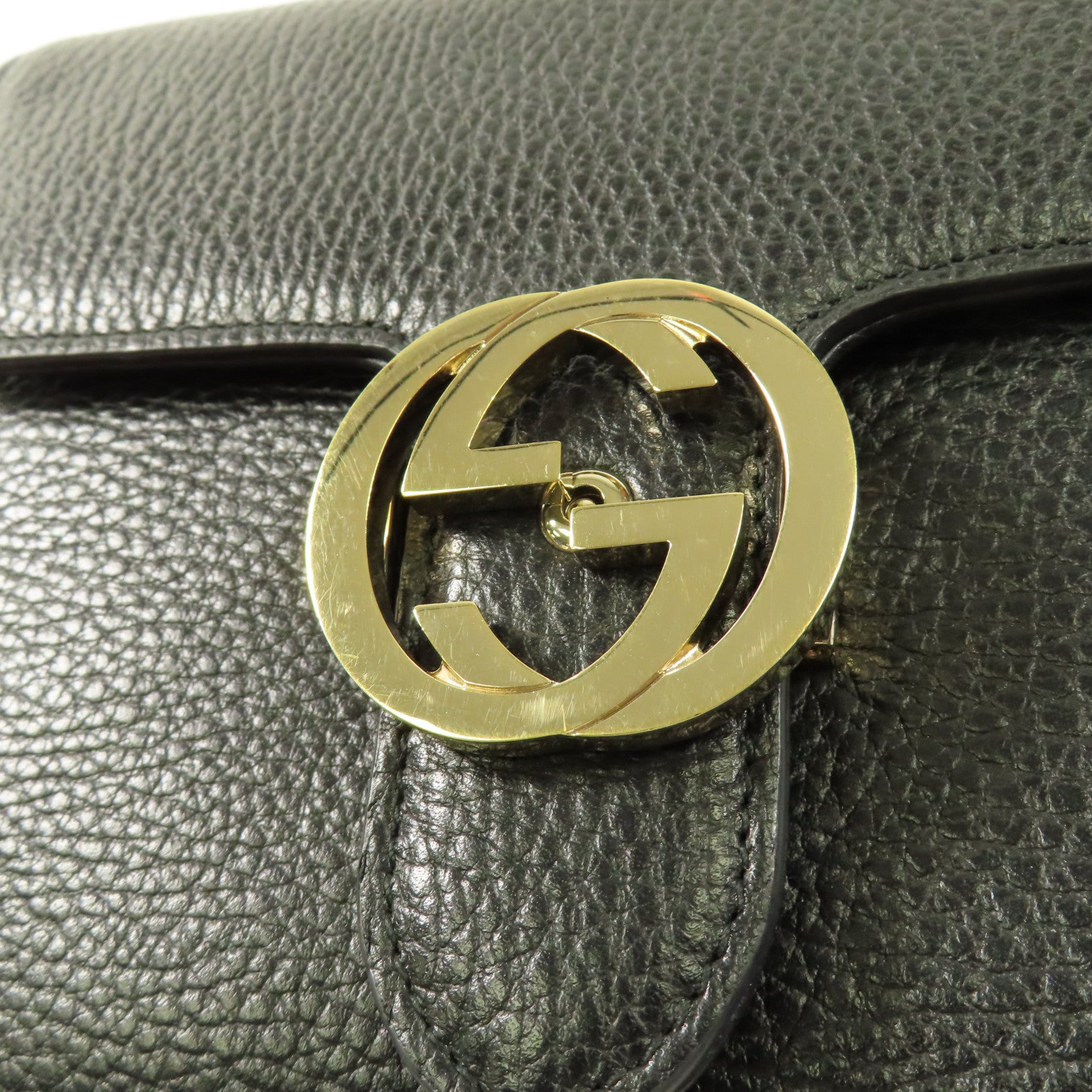 GUCCI 牛皮皮革Interlock金扣鏈帶肩背袋
