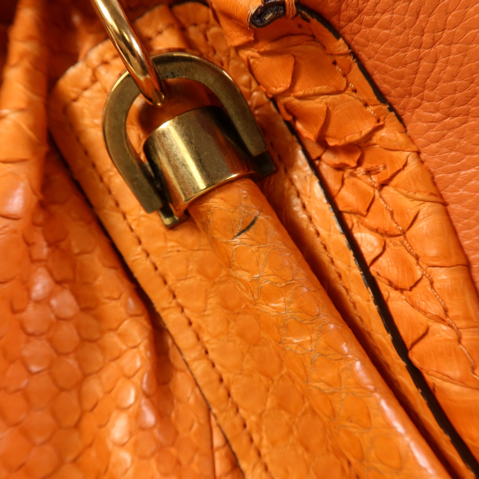 Chloe 蛇皮皮革2 Way Shoulder Bag金扣手挽肩背兩用袋