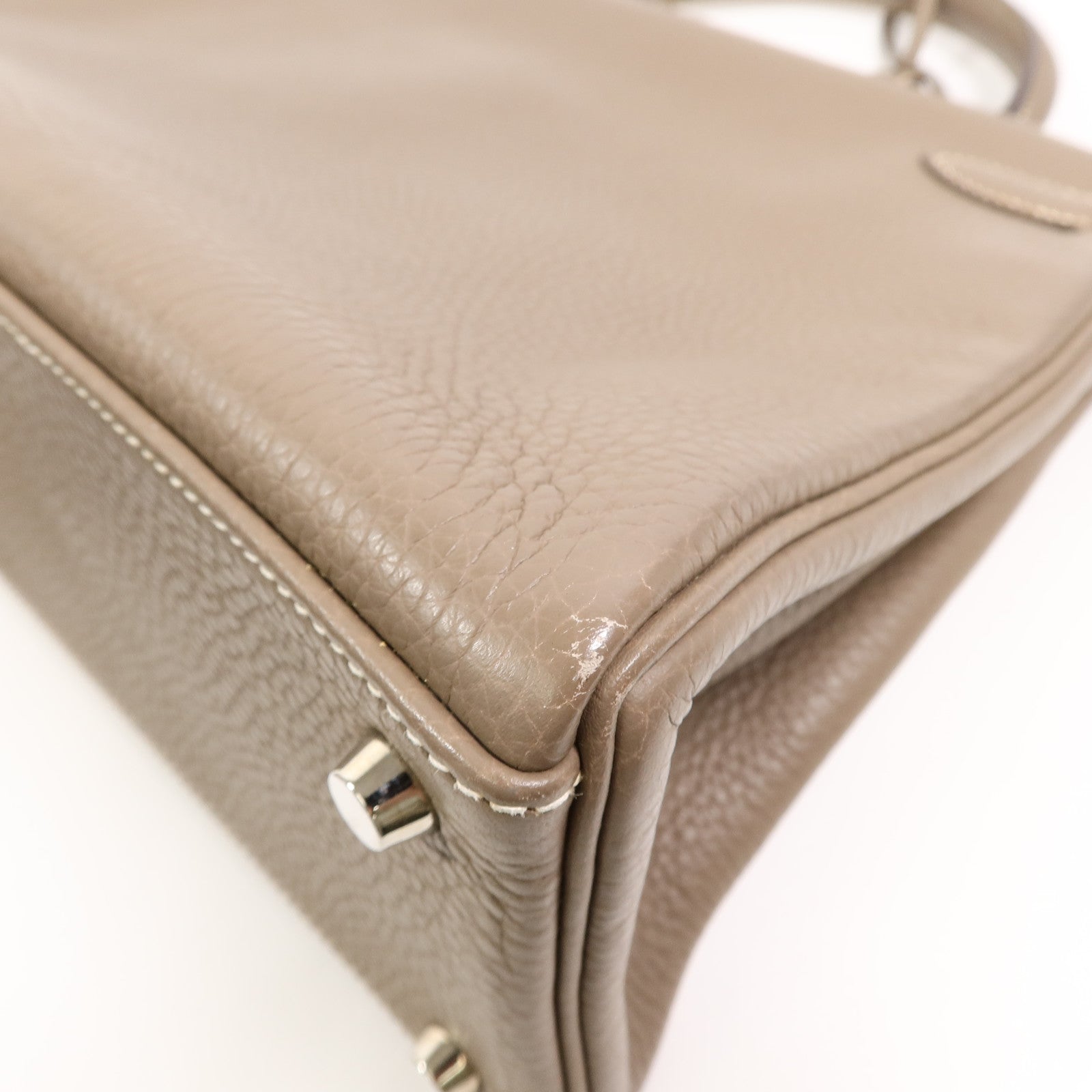 HERMES Clemence皮革Kelly 32手挽肩背兩用袋Etoupe