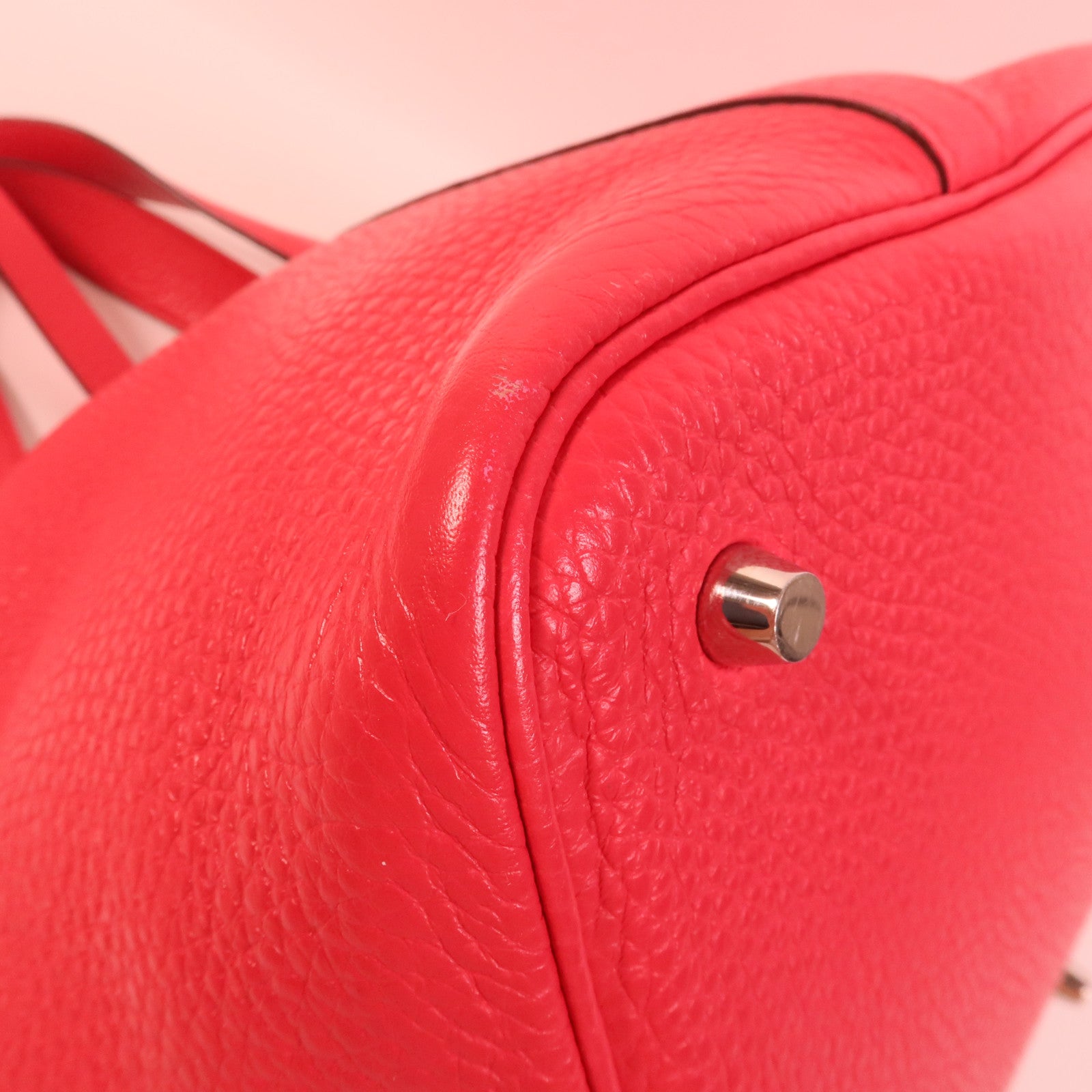 HERMES Clemence皮革Picotin MM手挽袋Rose Extreme