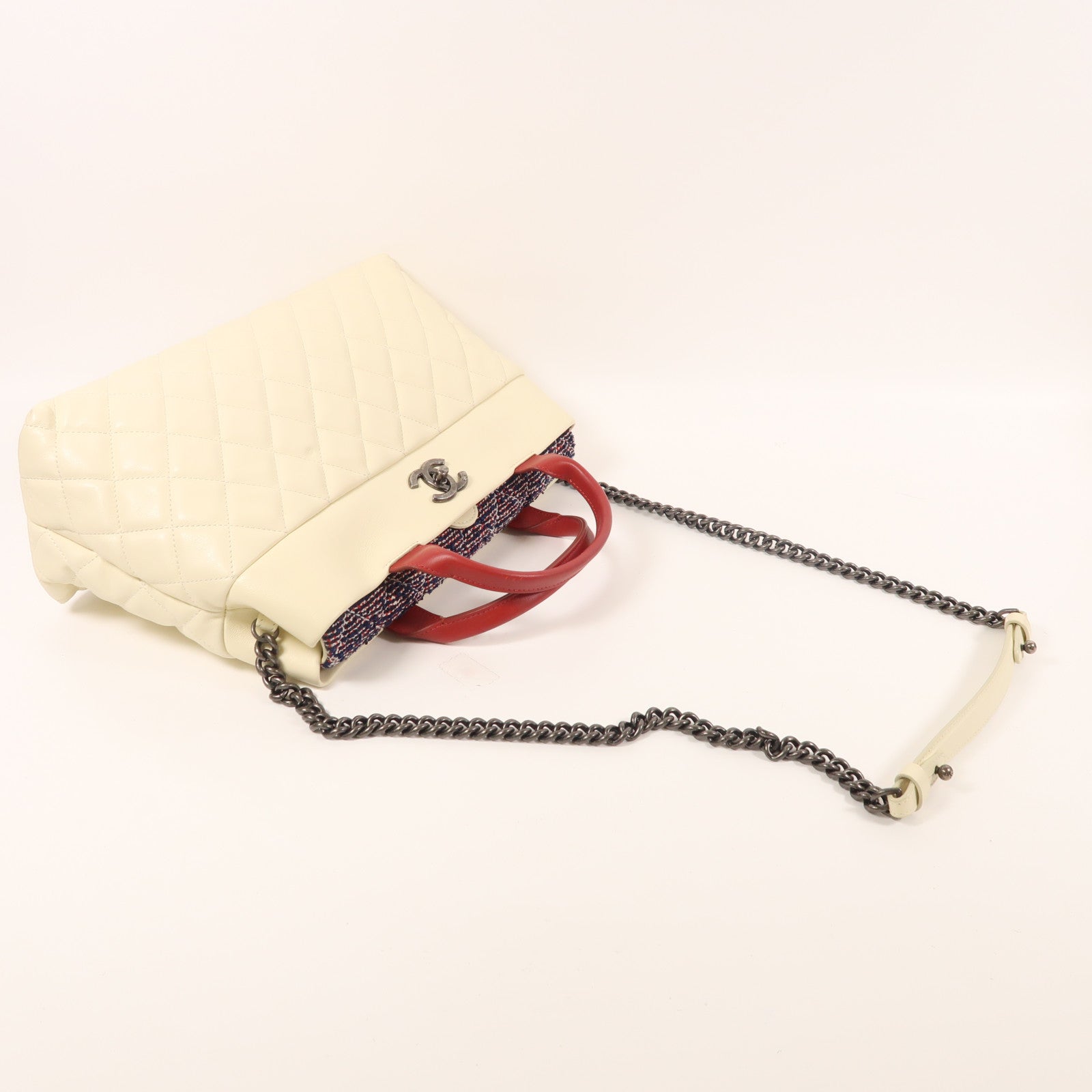 CHANEL 【激減優惠】羊皮皮革2 Way Shoulder銀扣手挽肩背兩用袋