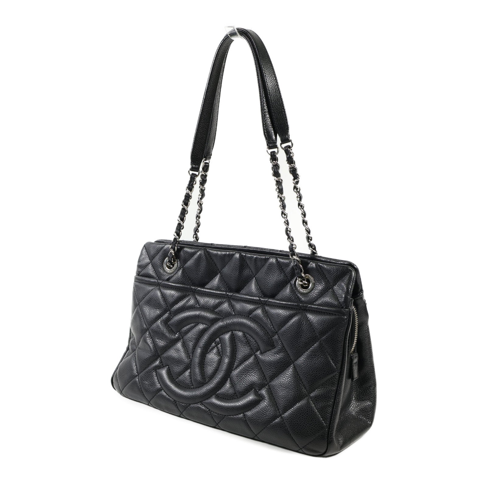 CHANEL 牛皮皮革Totebag銀扣手挽袋