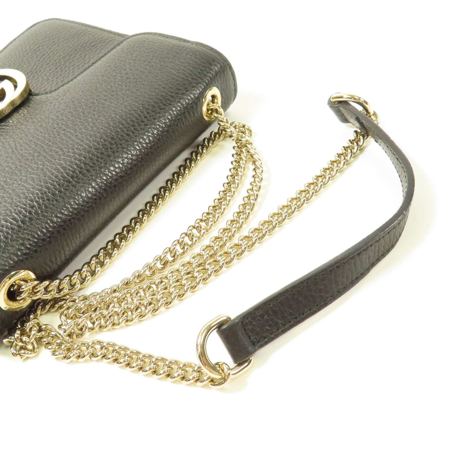 GUCCI 牛皮皮革Interlock金扣鏈帶肩背袋