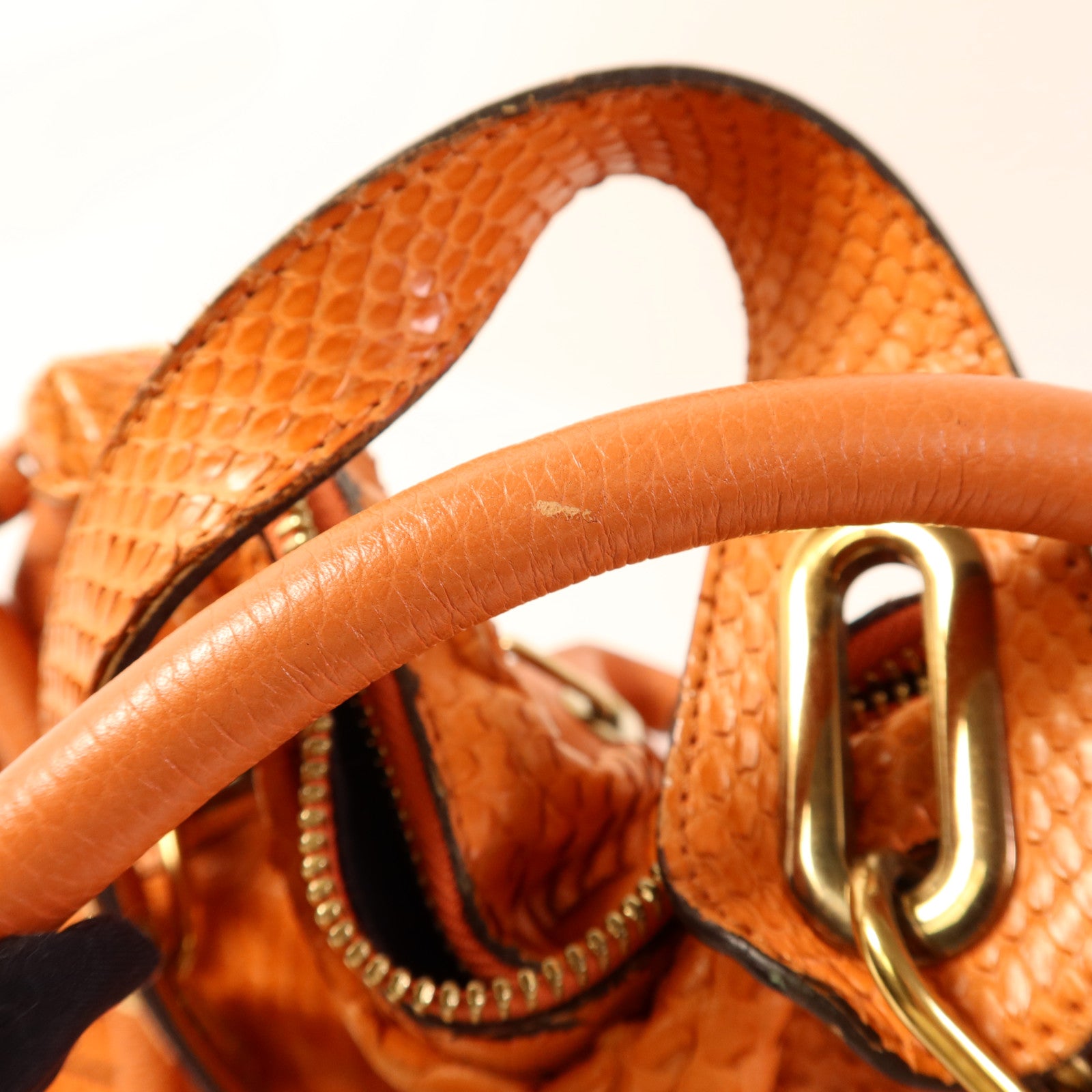 Chloe 蛇皮皮革2 Way Shoulder Bag金扣手挽肩背兩用袋