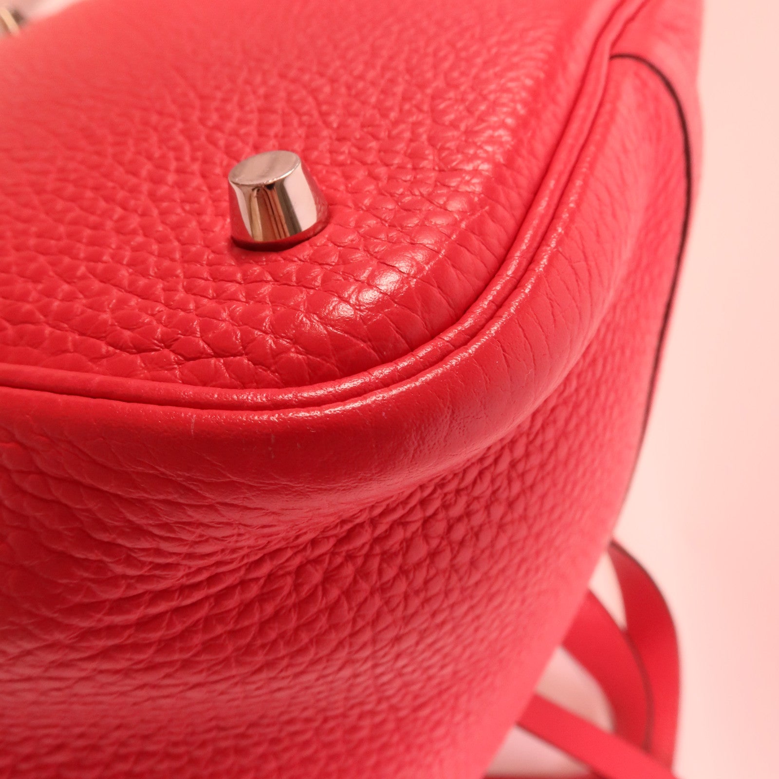HERMES Clemence皮革Picotin MM手挽袋Rose Extreme