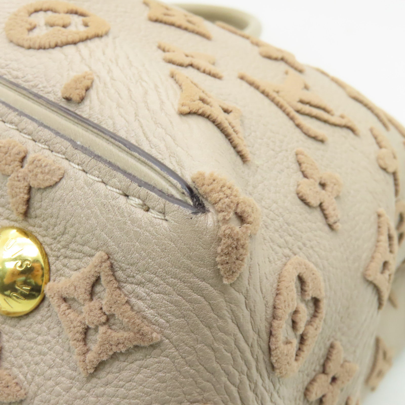 LOUIS VUITTON 【激減優惠】皮革Tote W PM金扣手挽袋米色