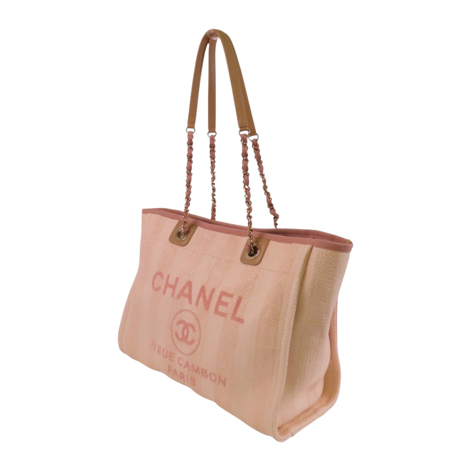 CHANEL 帆布Deauville MM銀扣肩背袋