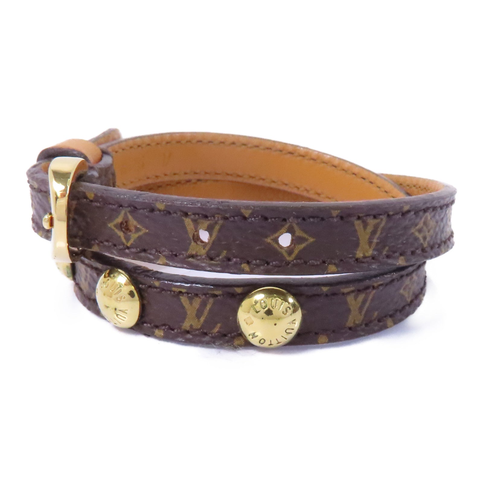LOUIS VUITTON Monogram Bracelet金扣手鏈棕色